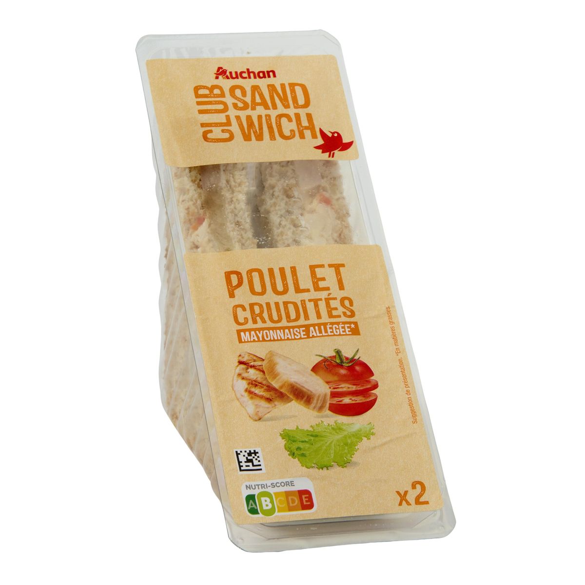 AUCHAN Sandwich poulet crudités 145g