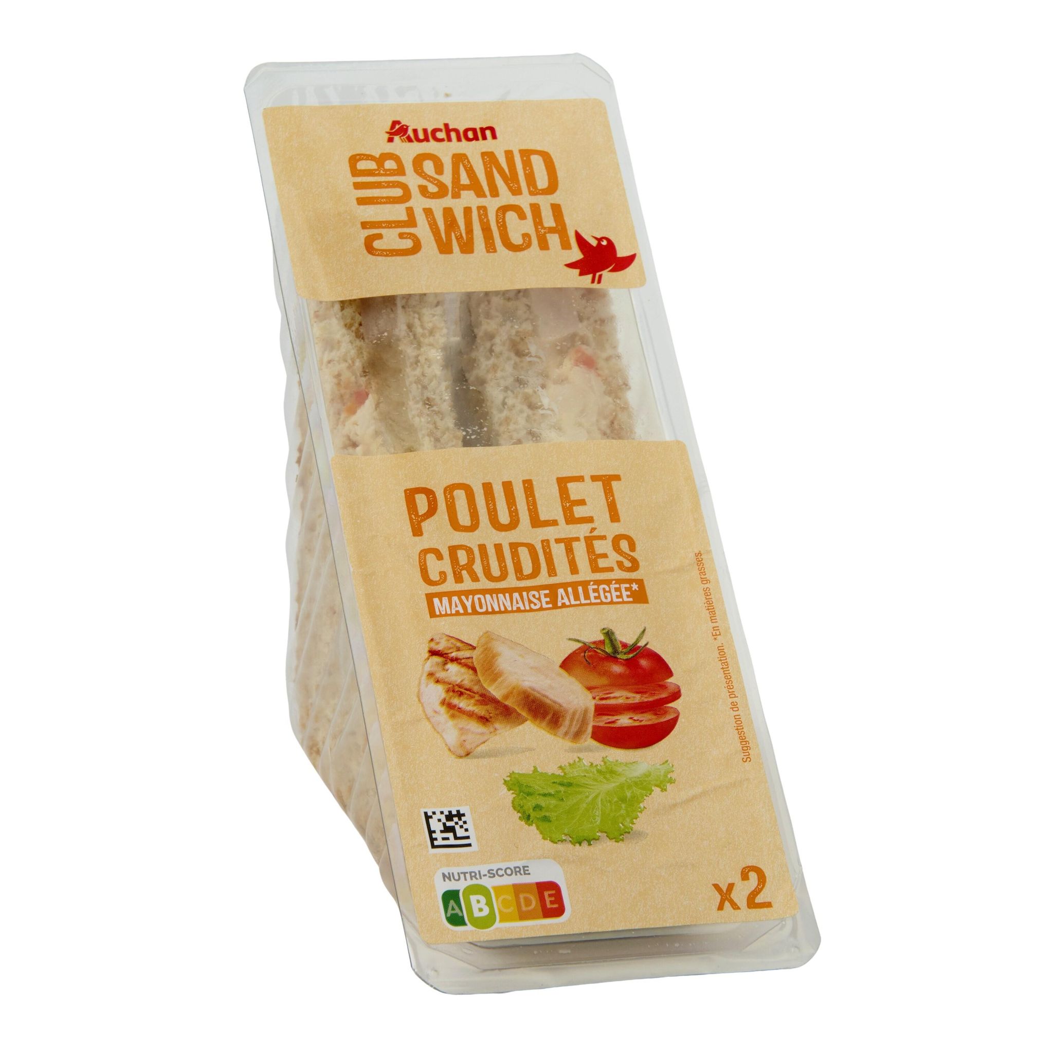 Voir la diapositive 2 : AUCHAN Sandwich poulet crudités 145g