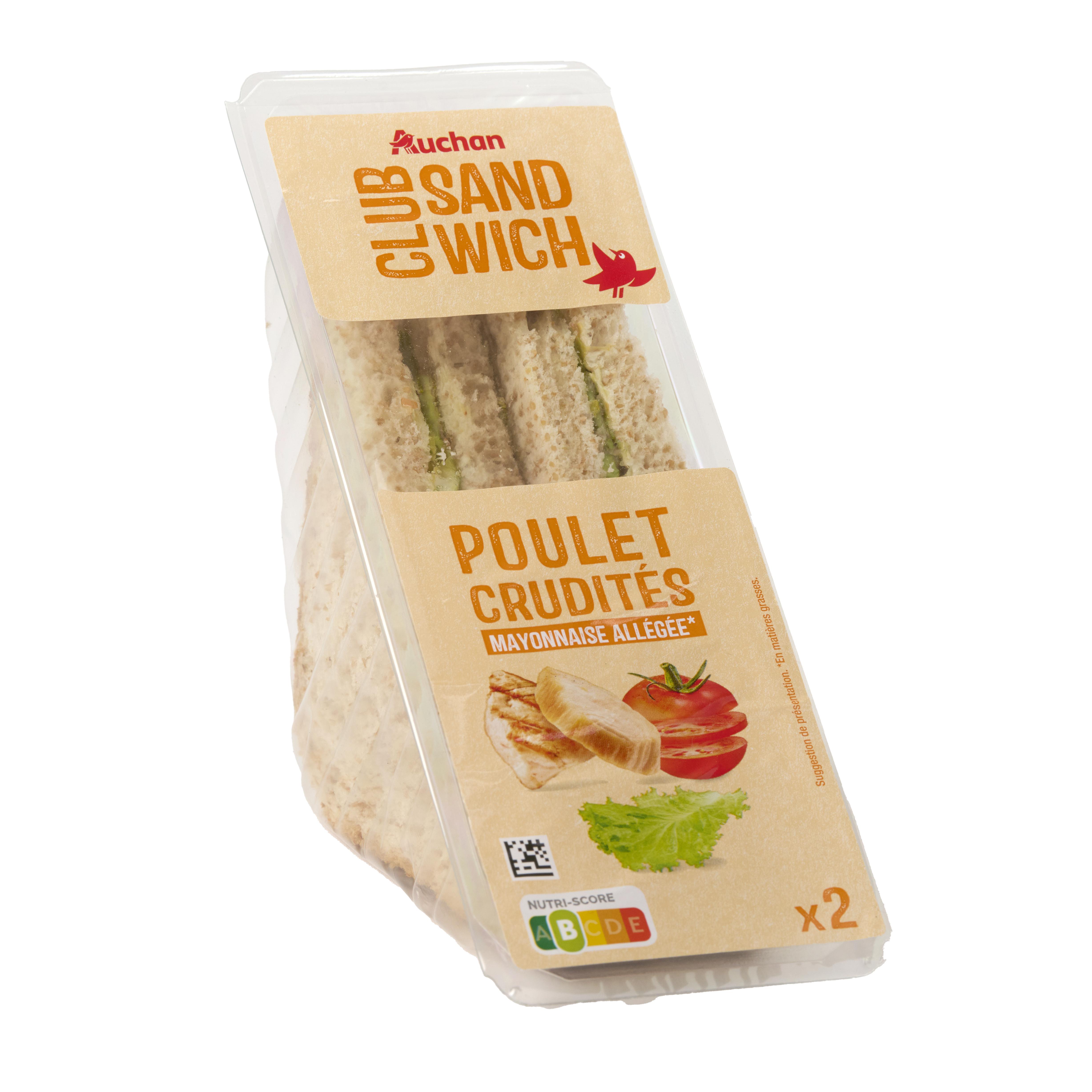 Voir la diapositive 3 : AUCHAN Sandwich poulet crudités 145g