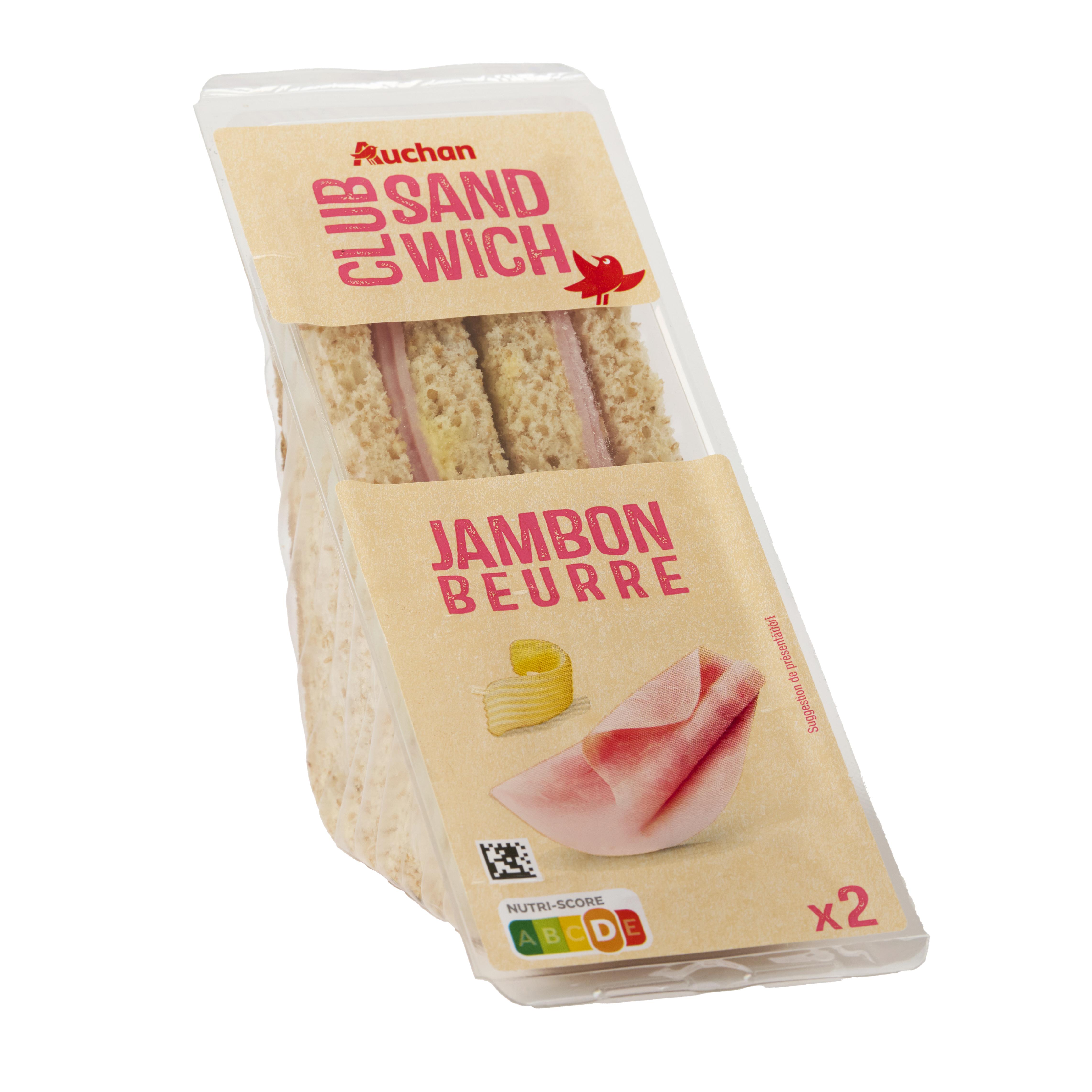 Voir la diapositive 3 : AUCHAN Sandwich jambon beurre 125g