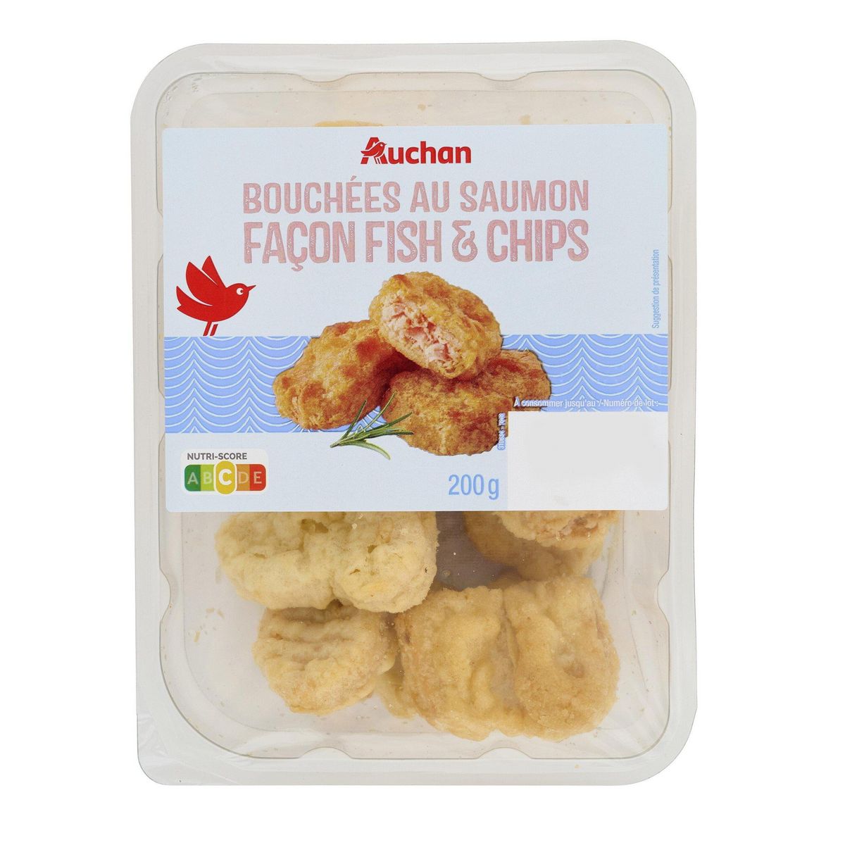 AUCHAN Bouchées au saumon façon fish and chips 200g