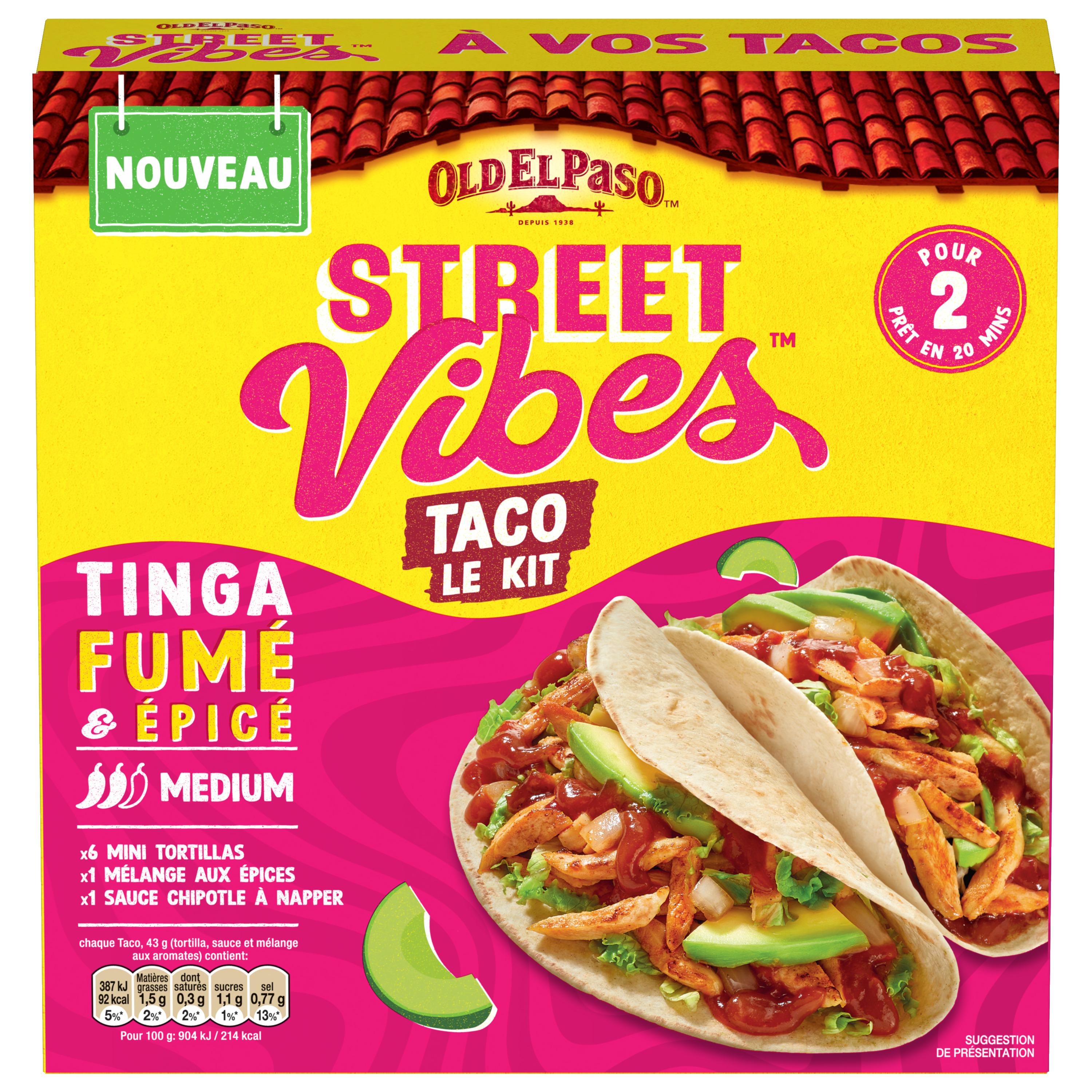 Voir la diapositive 2 : OLD EL PASO Kit pour tacos poulet tinga fumé 257g