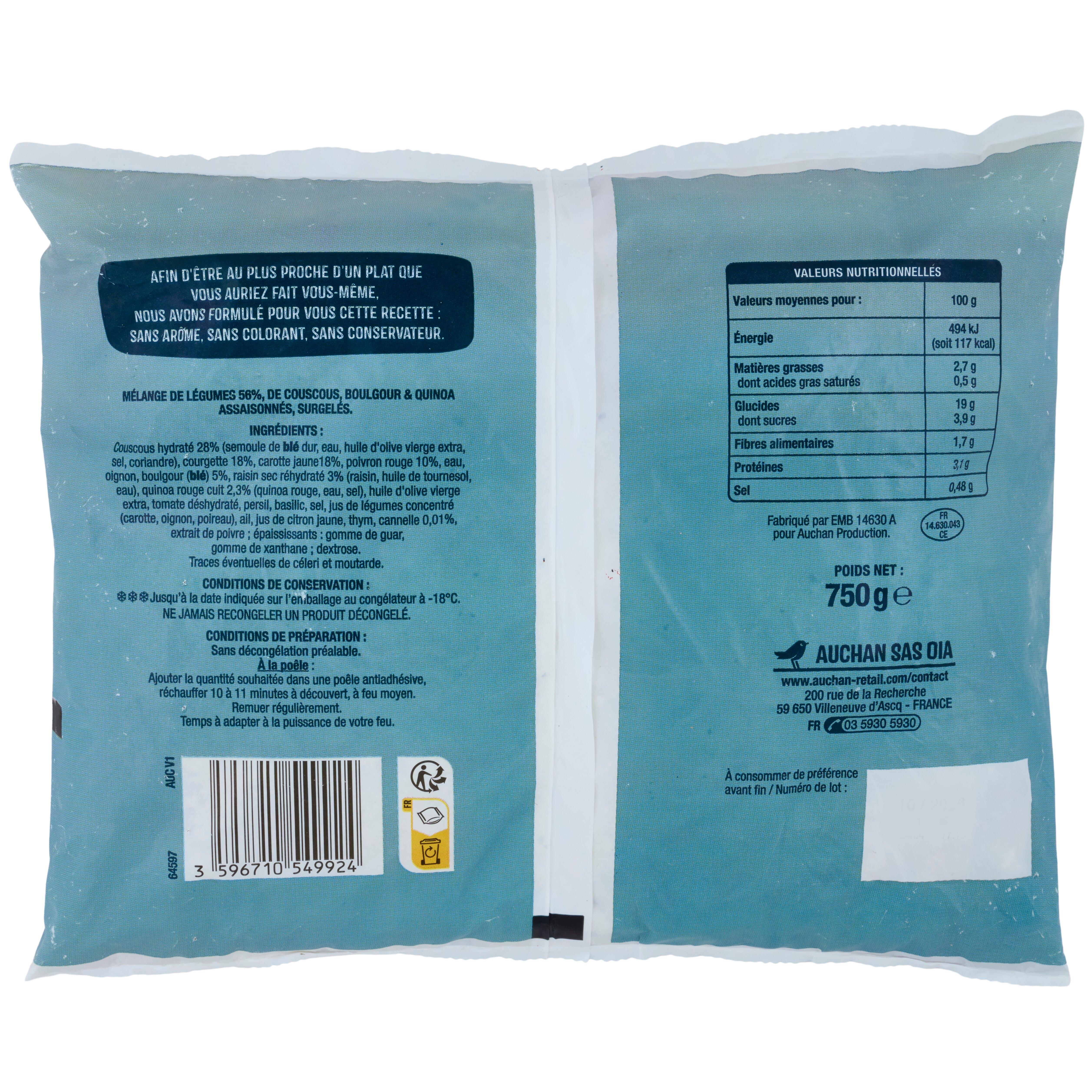 Voir la diapositive 2 : AUCHAN Poêlée à la marocaine 750g