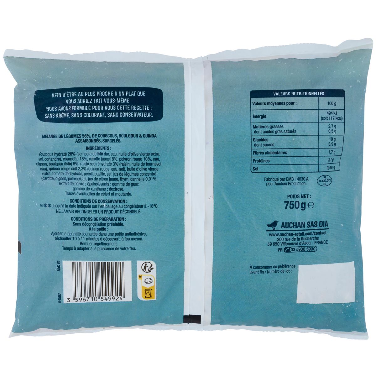 AUCHAN Poêlée à la marocaine 750g