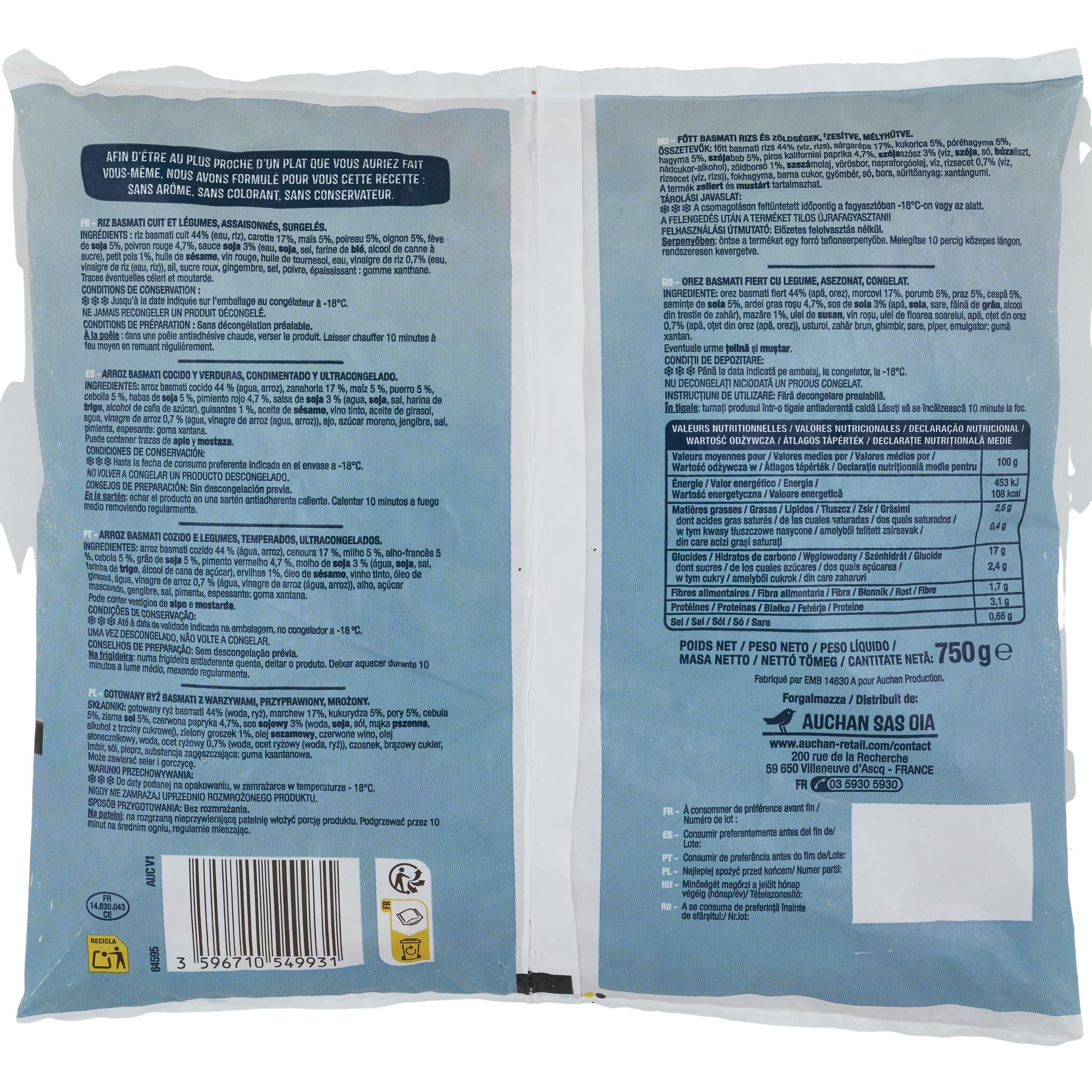 Voir la diapositive 3 : AUCHAN Riz frit a la japonaise 750g