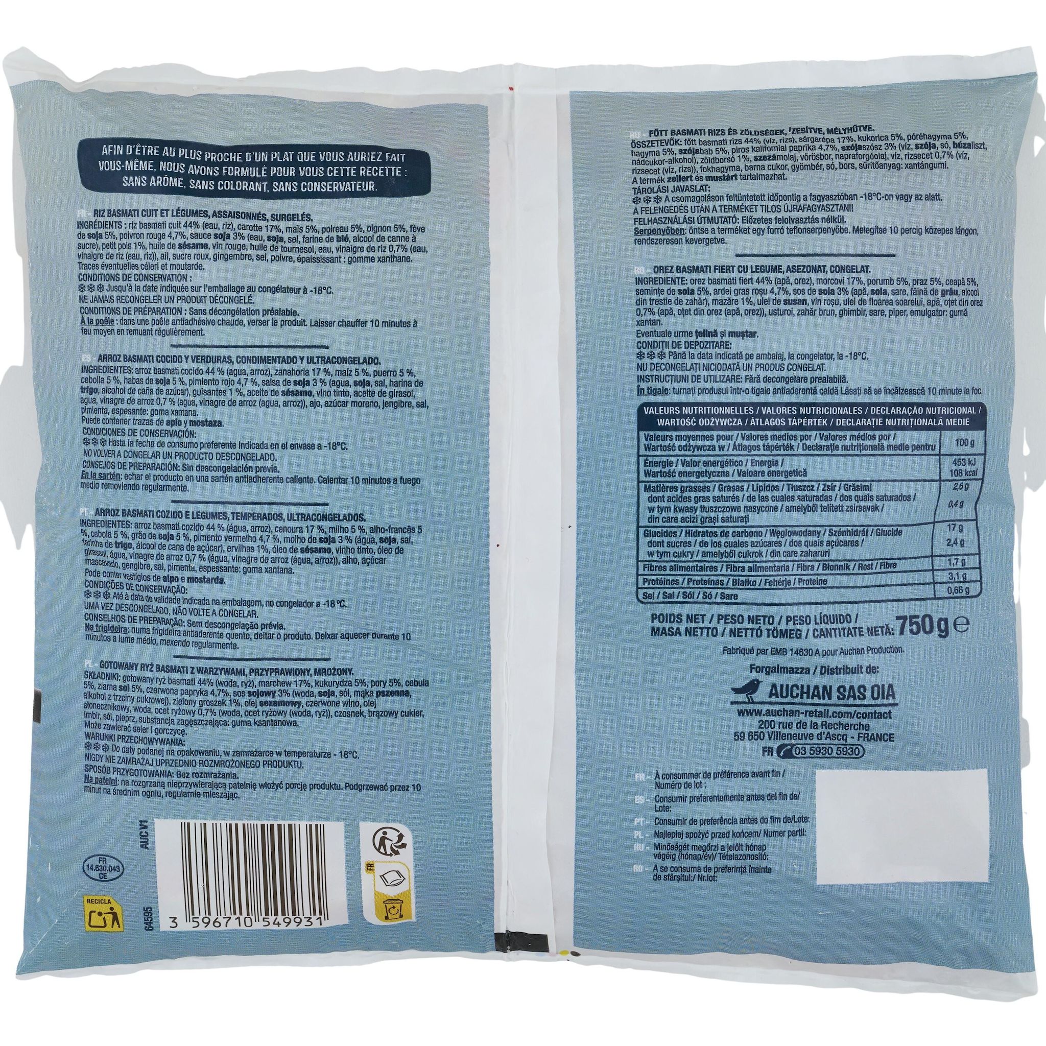 Voir la diapositive 3 : AUCHAN Riz frit a la japonaise 750g