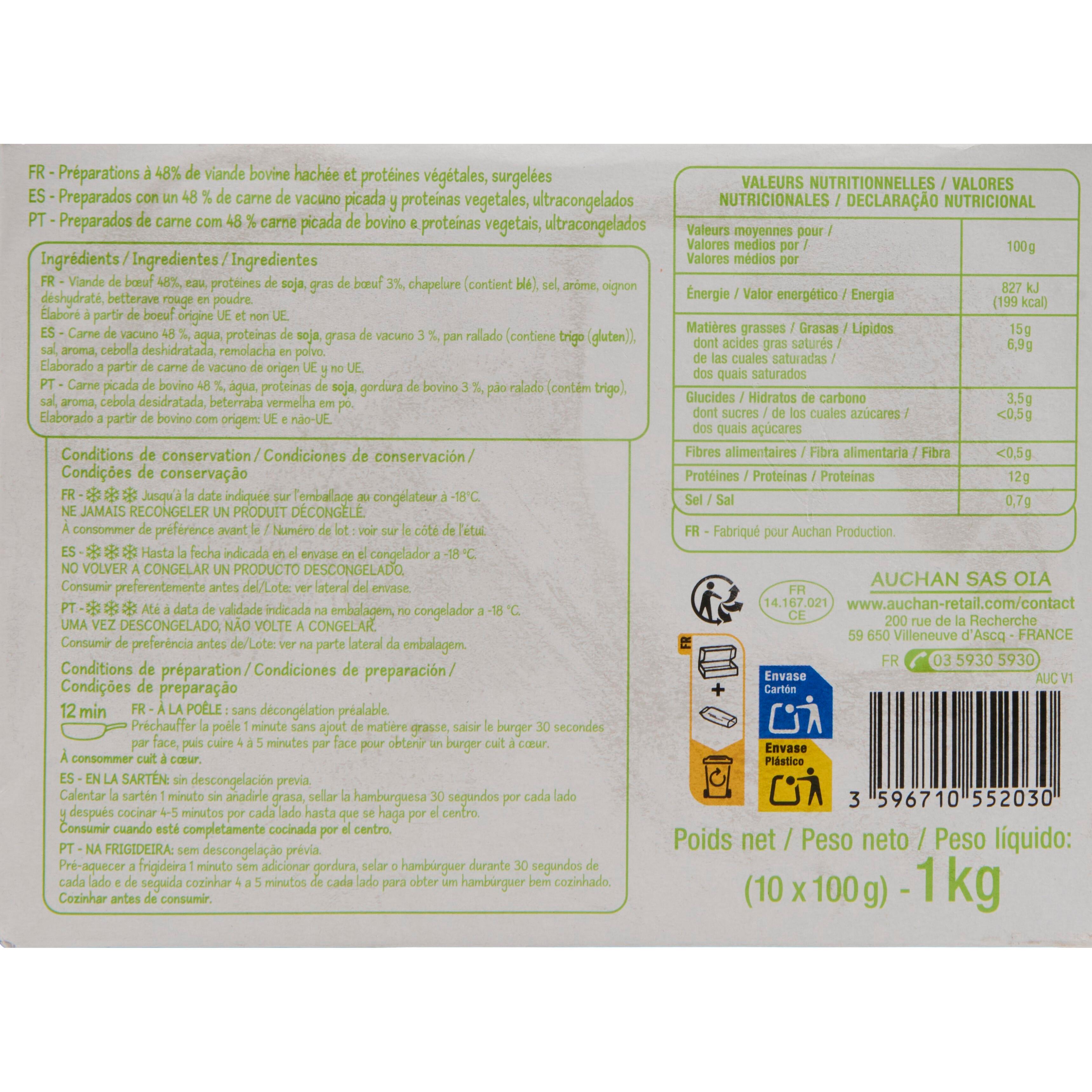 Voir la diapositive 2 : POUCE Burgers 10 pièces 1kg