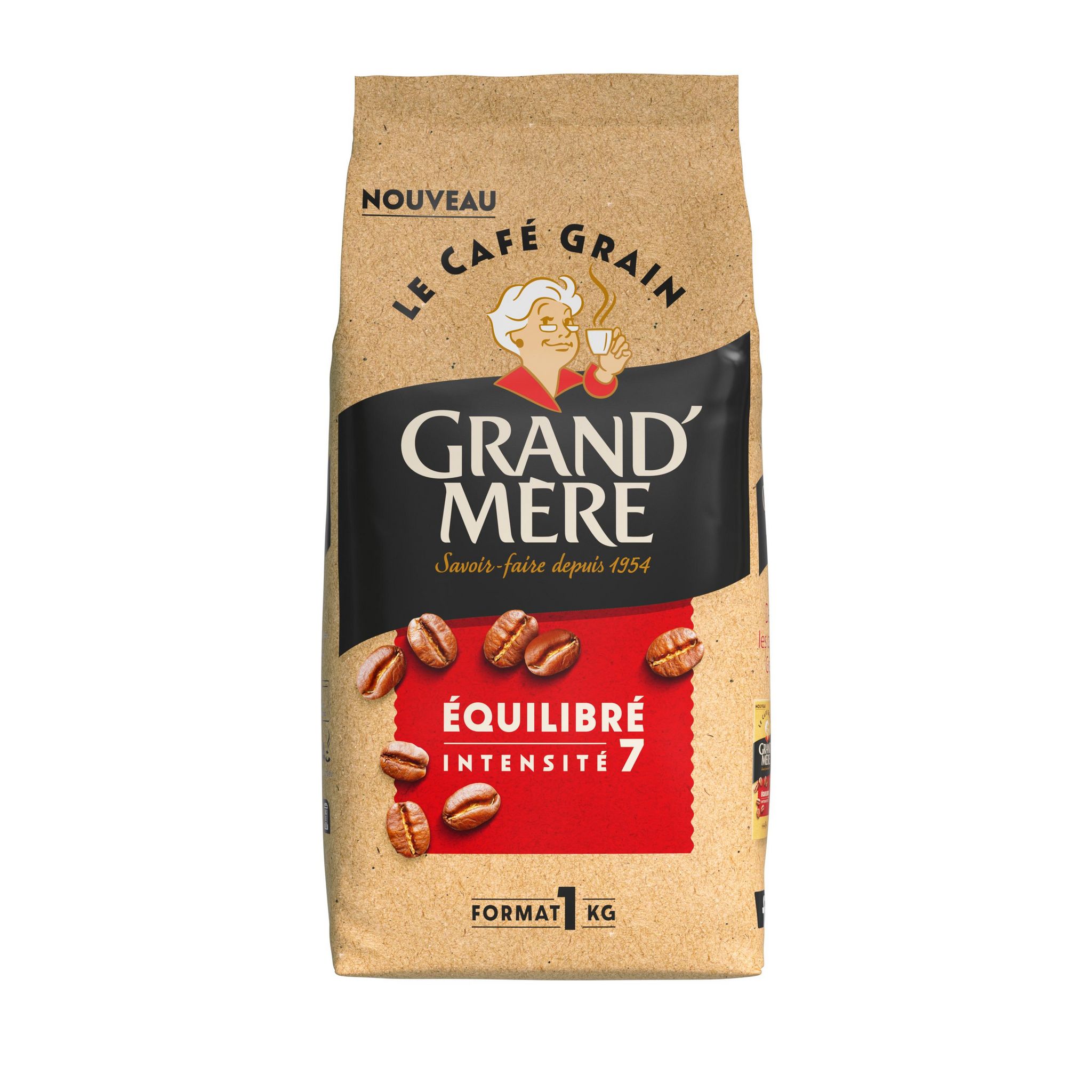 Voir la diapositive 2 : GRAND'MERE Café en grains équilibré Intensité 7 1kg