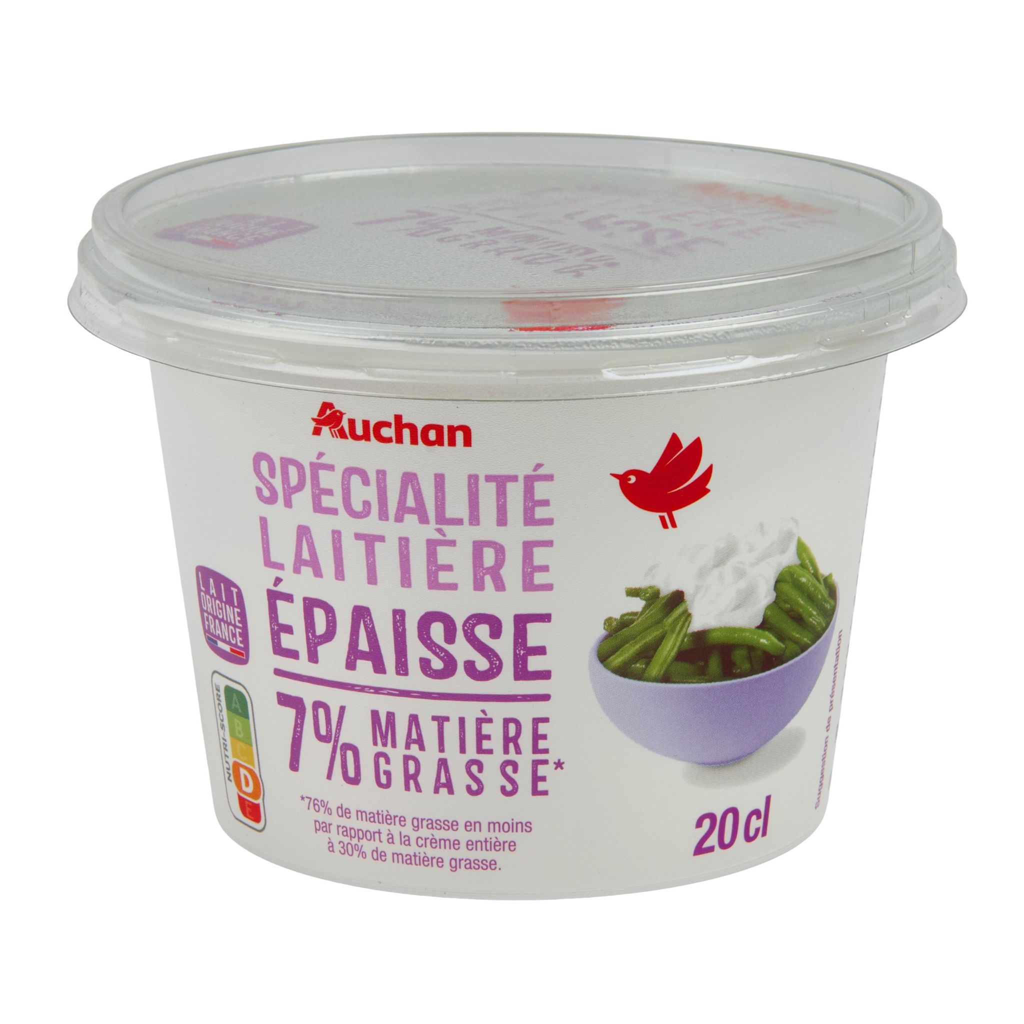 Voir la diapositive 2 : AUCHAN Spécialité laitière épaisse 7% MG 20cl