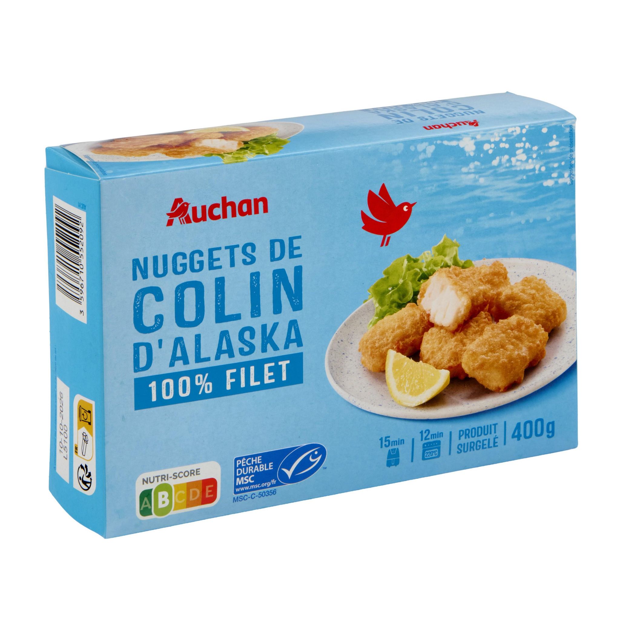 Voir la diapositive 3 : AUCHAN Nuggets de colin d'Alaska 100% filet 20 pièces 400g