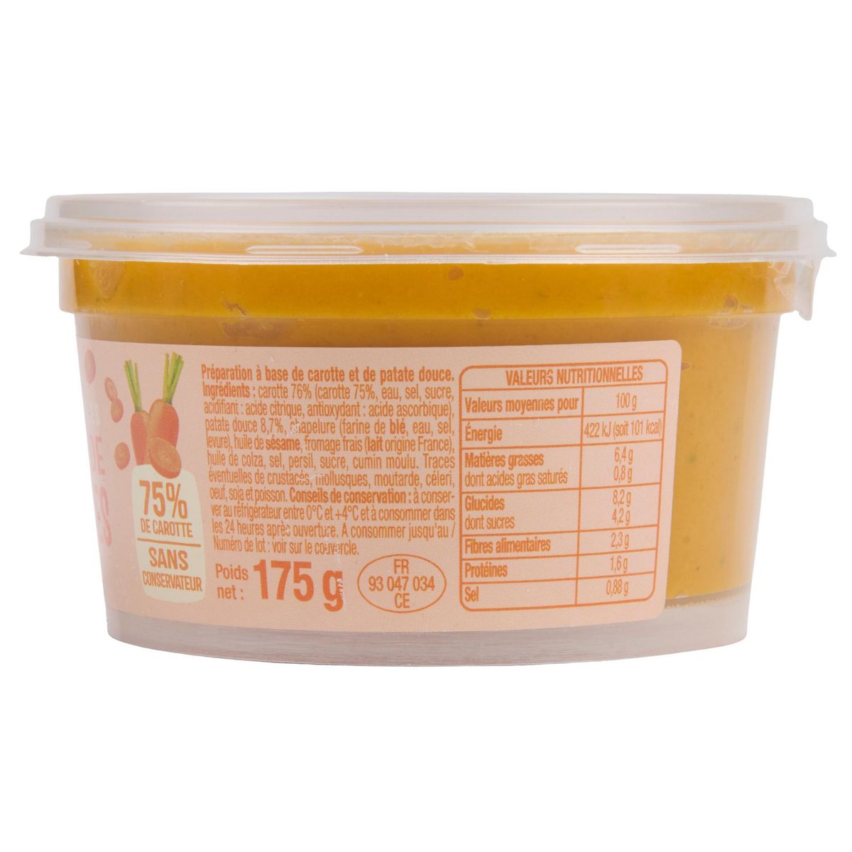 AUCHAN Les tartinables Mousse de carottes 175g