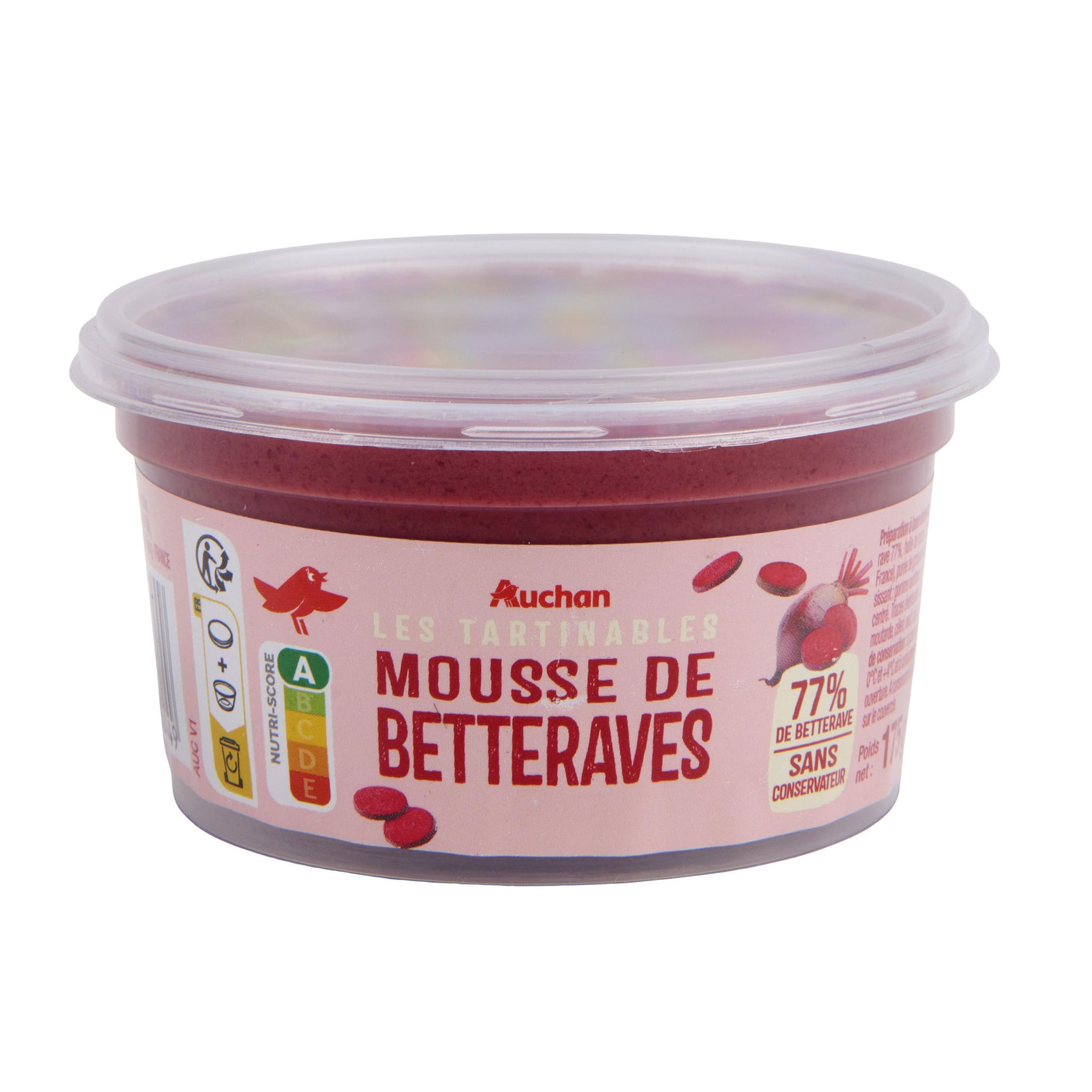 Voir la diapositive 3 : AUCHAN Les tartinables Mousse de betteraves 175g
