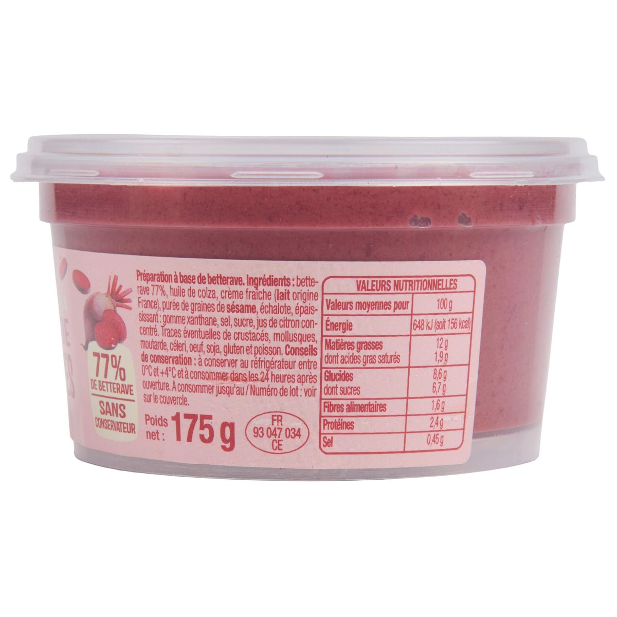 AUCHAN Les tartinables Mousse de betteraves 175g
