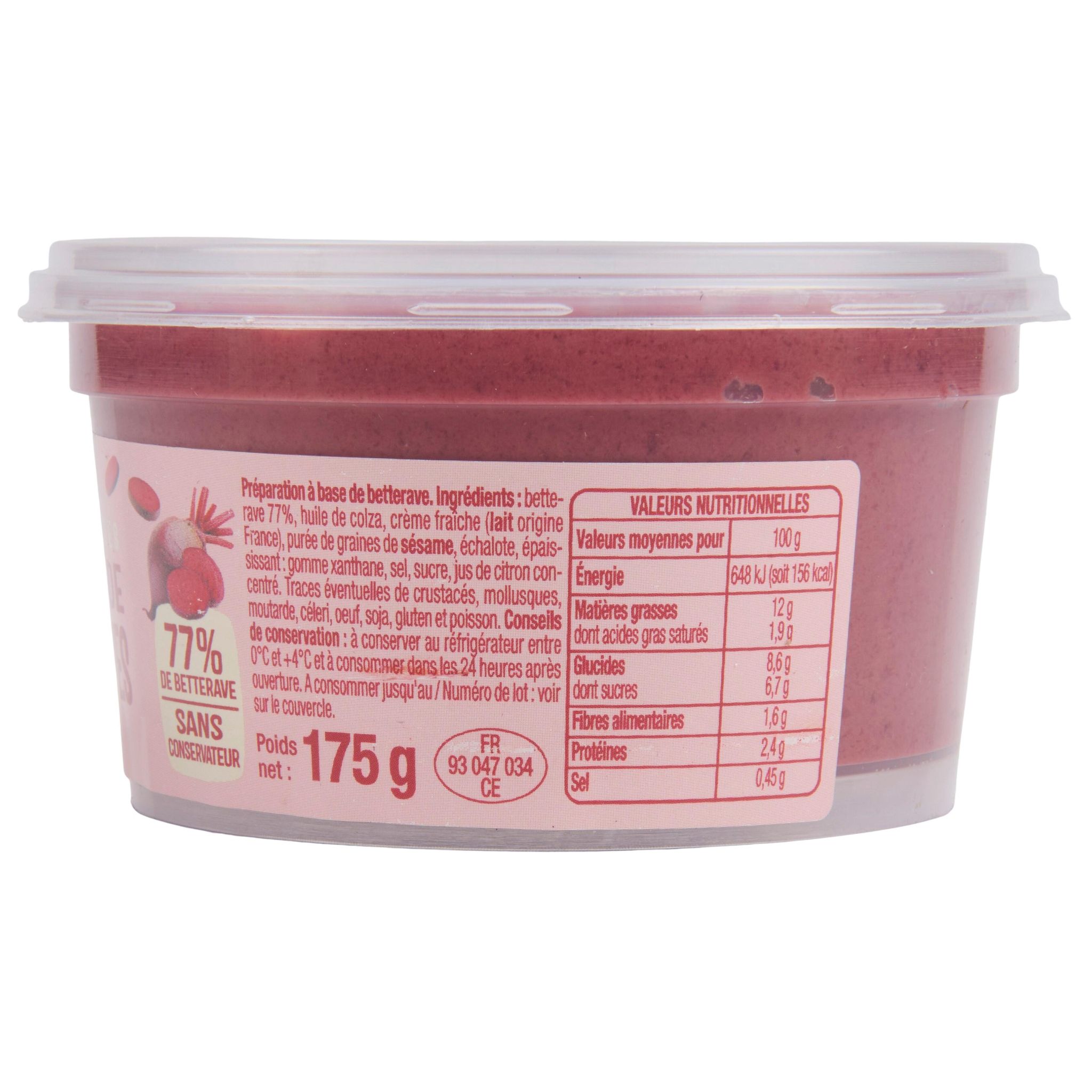 Voir la diapositive 4 : AUCHAN Les tartinables Mousse de betteraves 175g