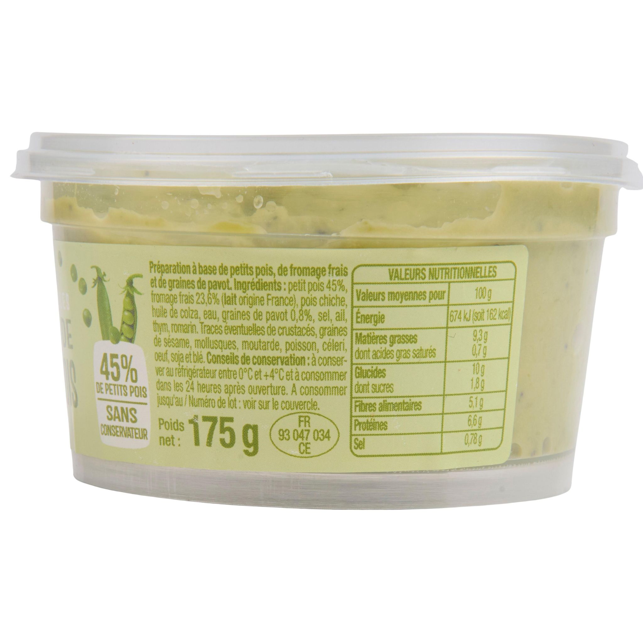 Voir la diapositive 4 : AUCHAN Les tartinables Mousse de petits pois 175g