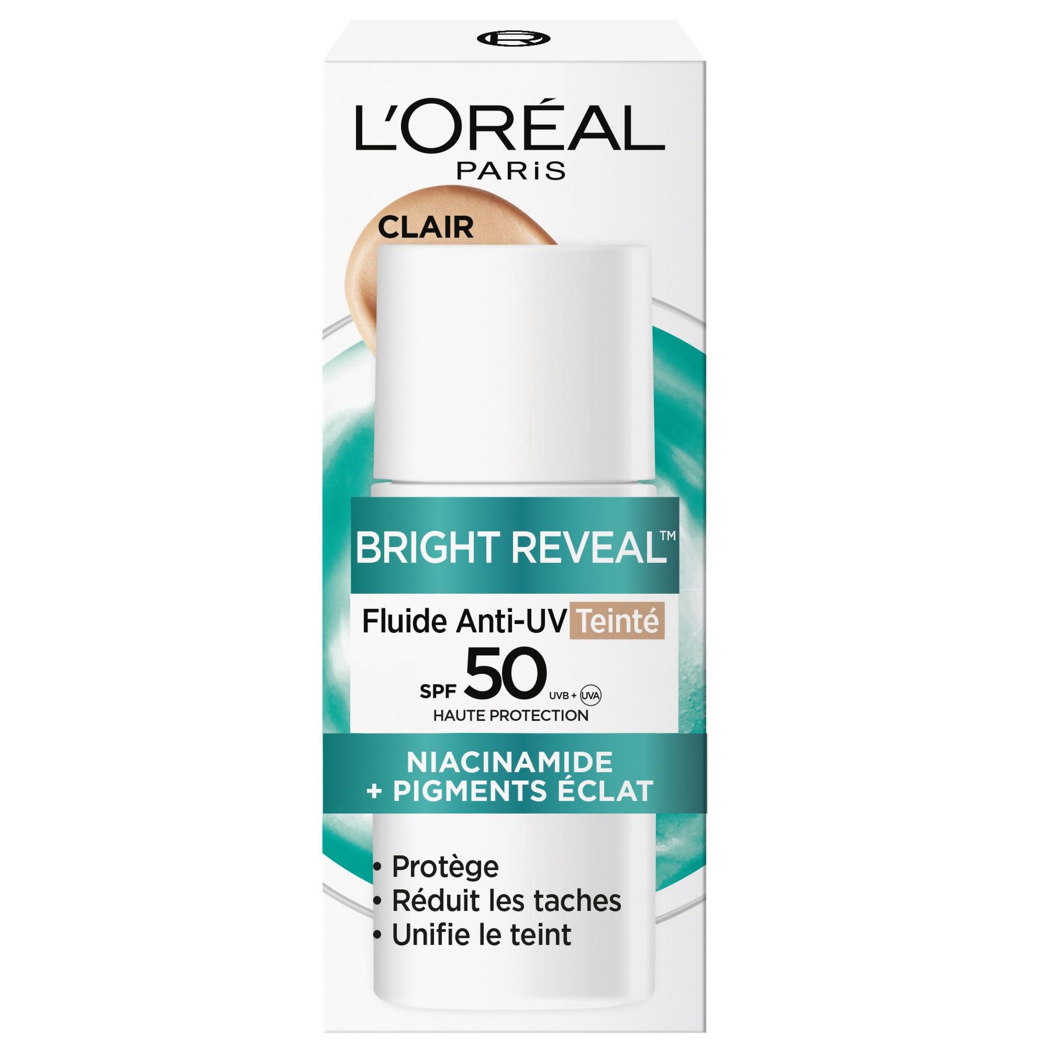 Voir la diapositive 2 : L'OREAL Bright Reveal Fluide visage anti-UV teinté clair SPF50 50ml