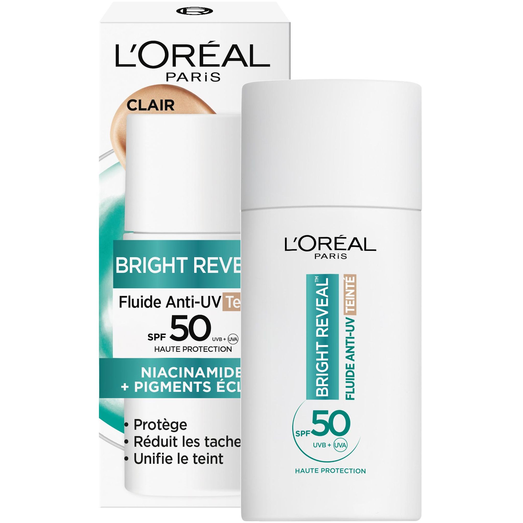 Voir la diapositive 4 : L'OREAL Bright Reveal Fluide visage anti-UV teinté clair SPF50 50ml