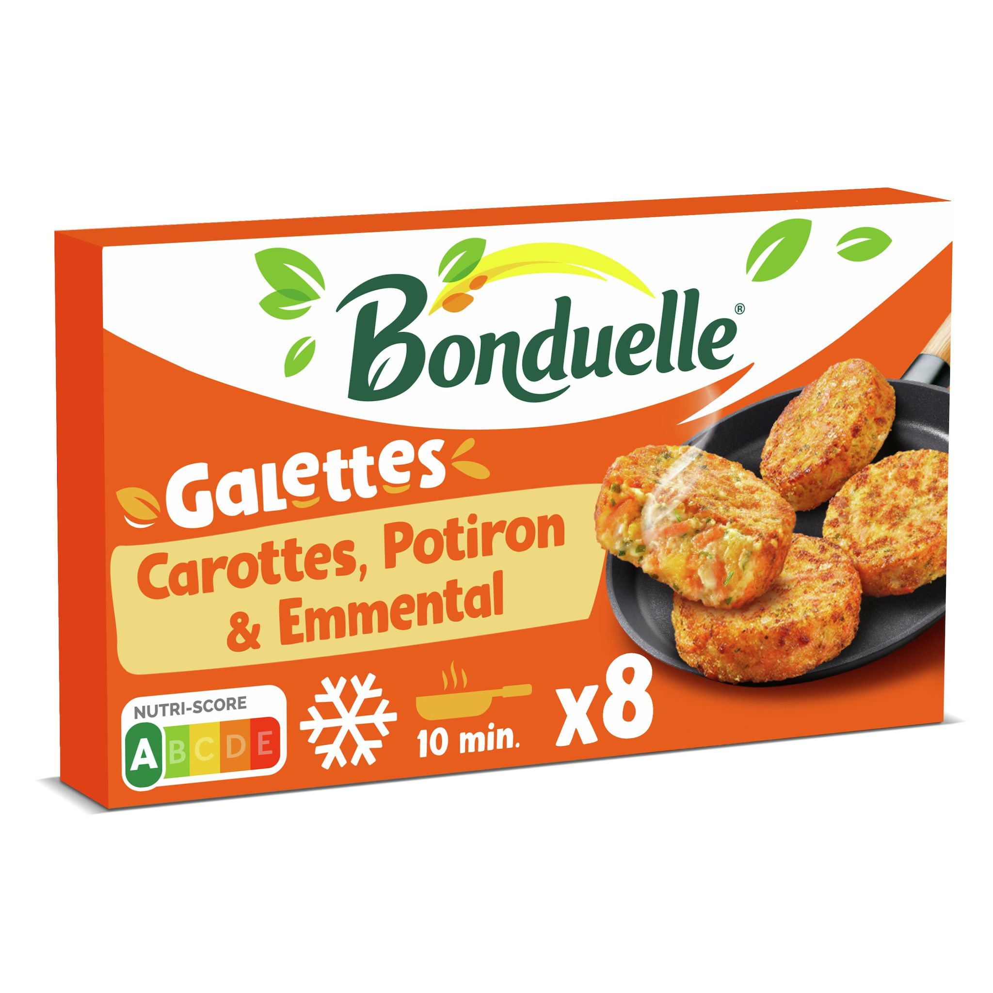 Voir la diapositive 2 : BONDUELLE Galettes a poêler carotte potiron emmental 300g