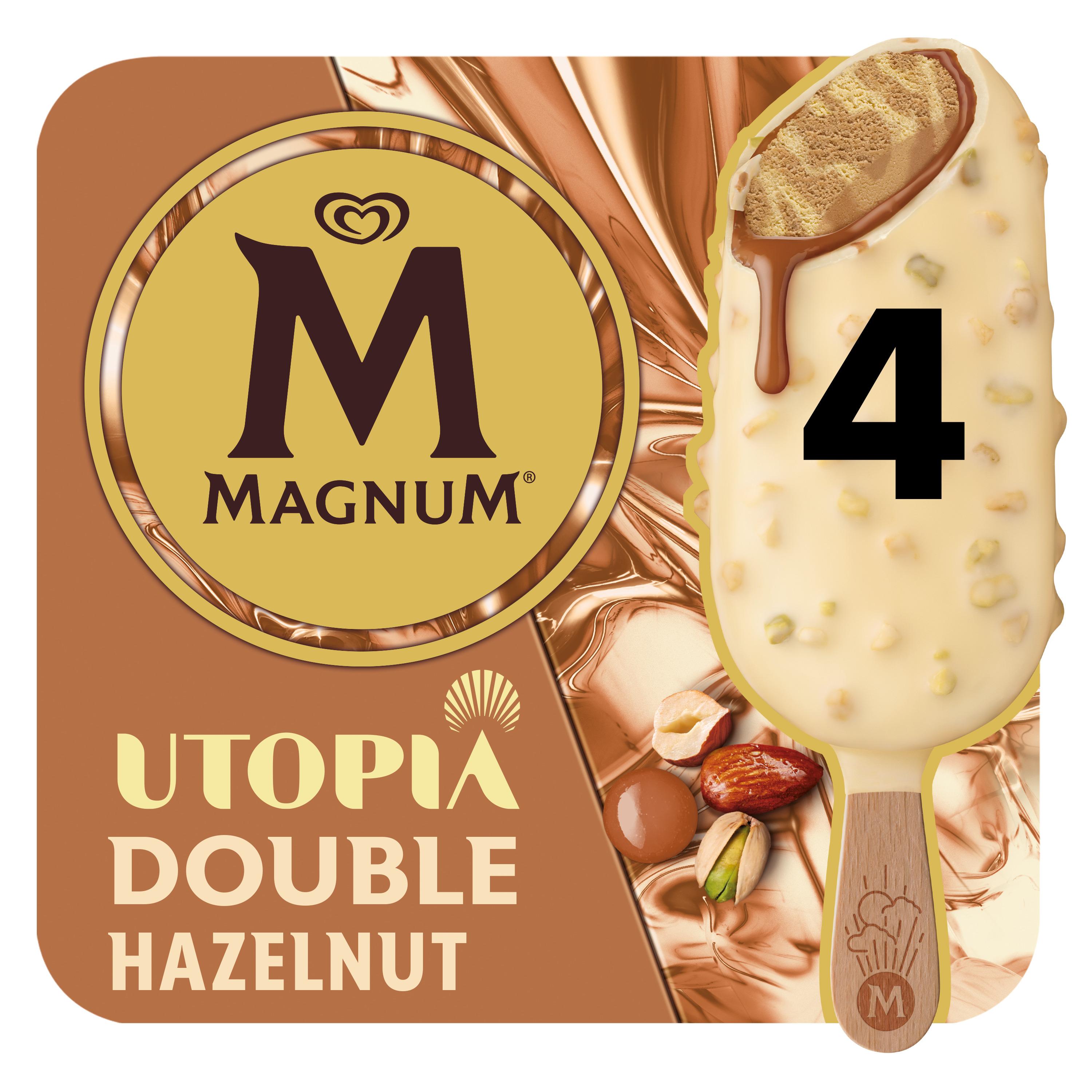 Voir la diapositive 2 : MAGNUM Bâtonnets glacés Utopia double noisette 4 pièces 282g