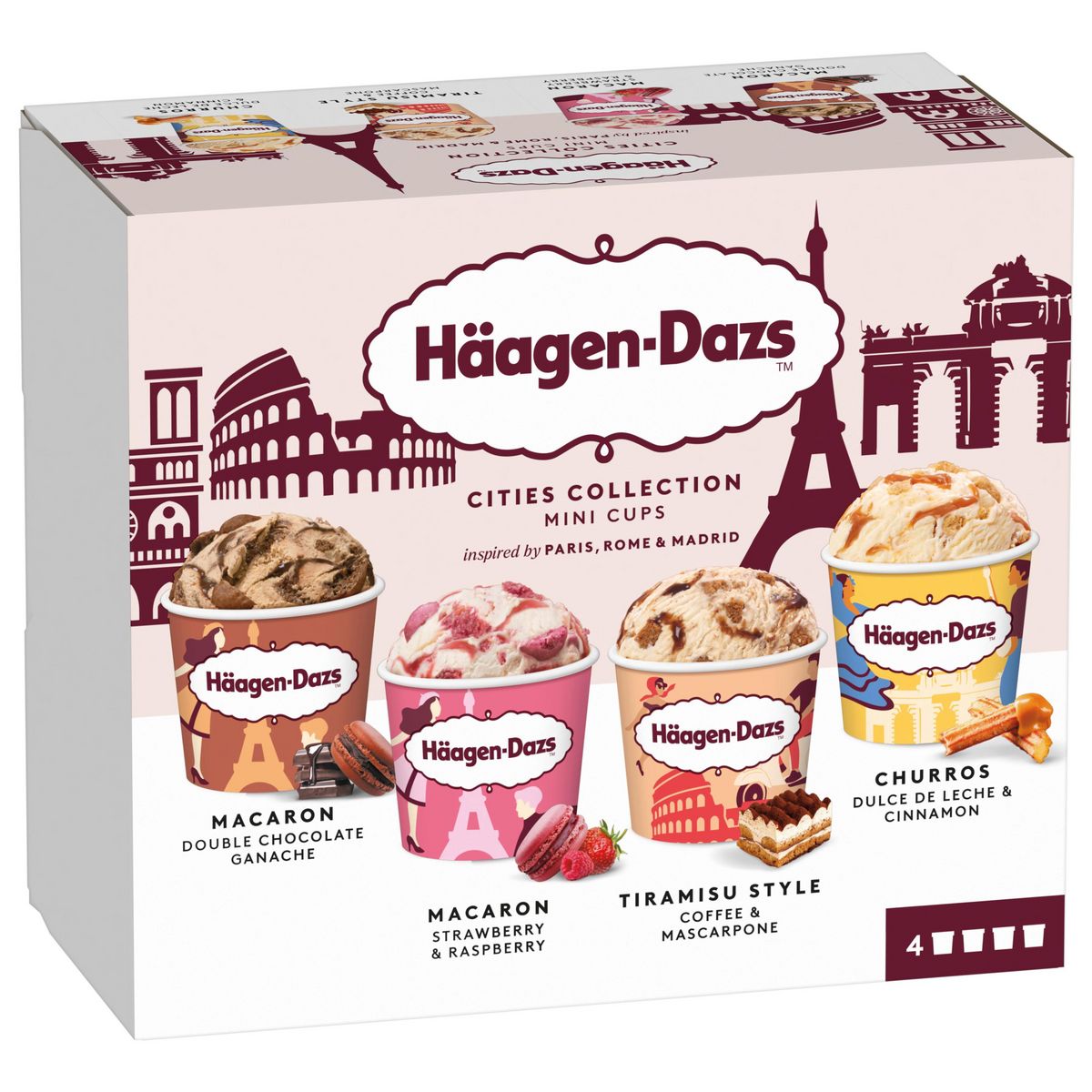HAAGEN DAZS Mini cups Cities Collection 4 pièces 322g