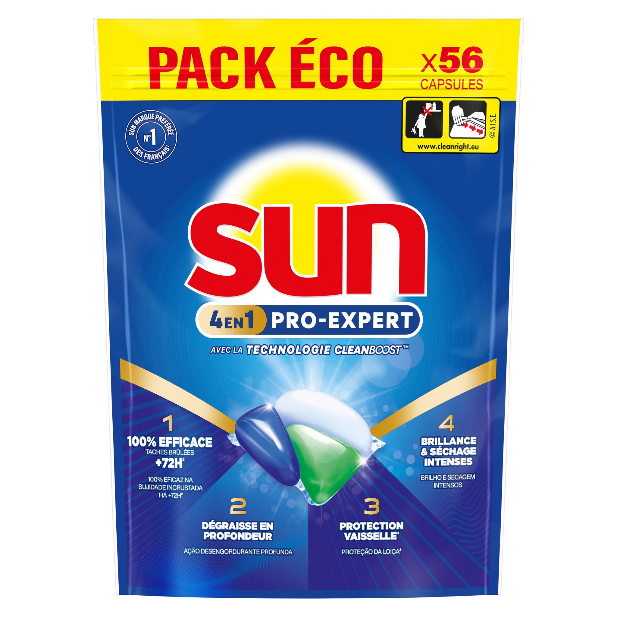 SUN Capsules lave-vaisselle 4 en 1 56 capsules