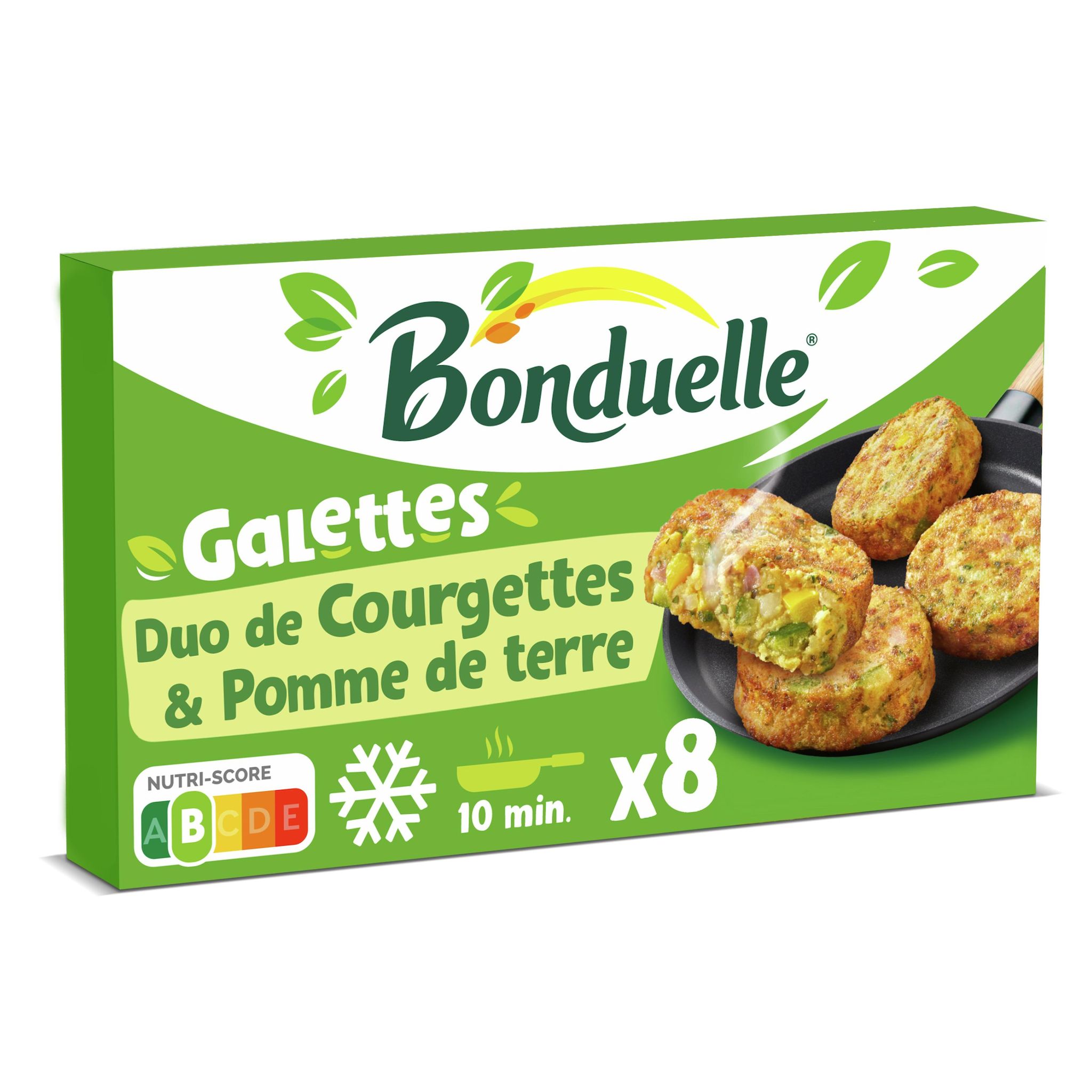 Voir la diapositive 2 : BONDUELLE Galettes a poêler duo de courgettes et pomme de terre 8 pièces 300g
