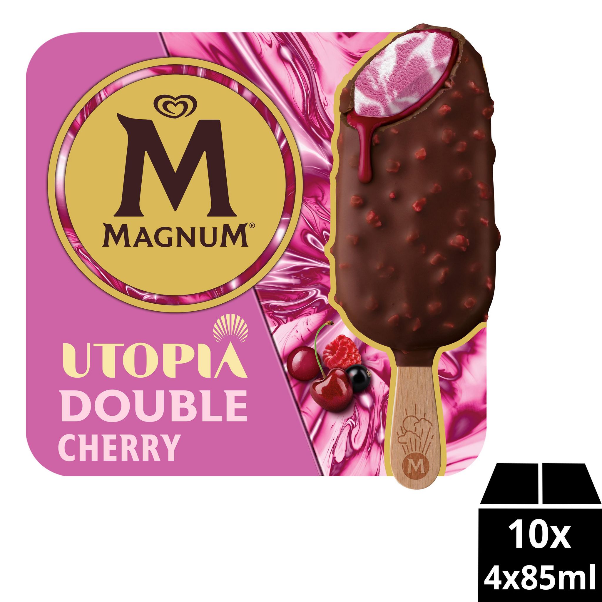 Voir la diapositive 2 : MAGNUM Bâtonnets glacés Utopia double cherry 4 pièces 284g