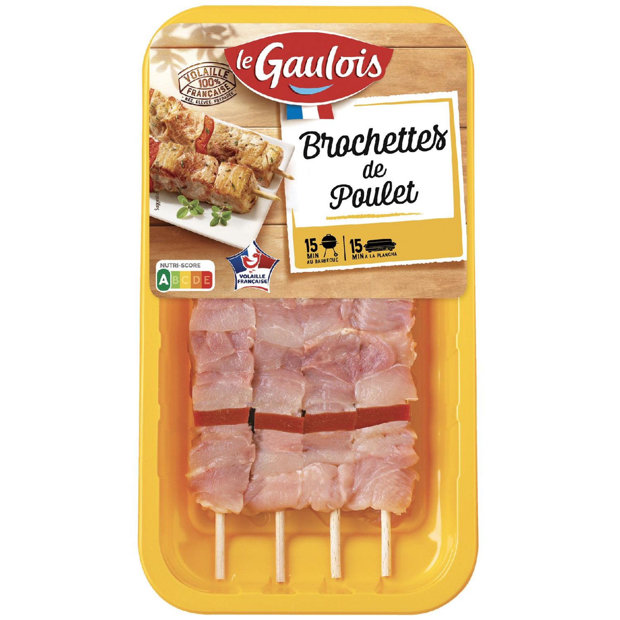 LE GAULOIS Brochettes de poulet 4 pièces 380g