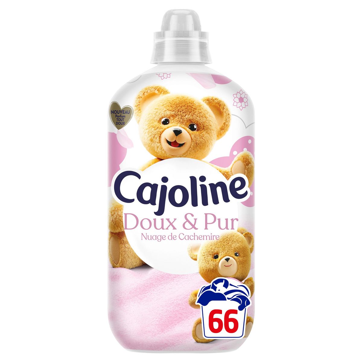 CAJOLINE Assouplissant liquide concentré doux et pur nuage de cachemire 66 lavages 1,4l