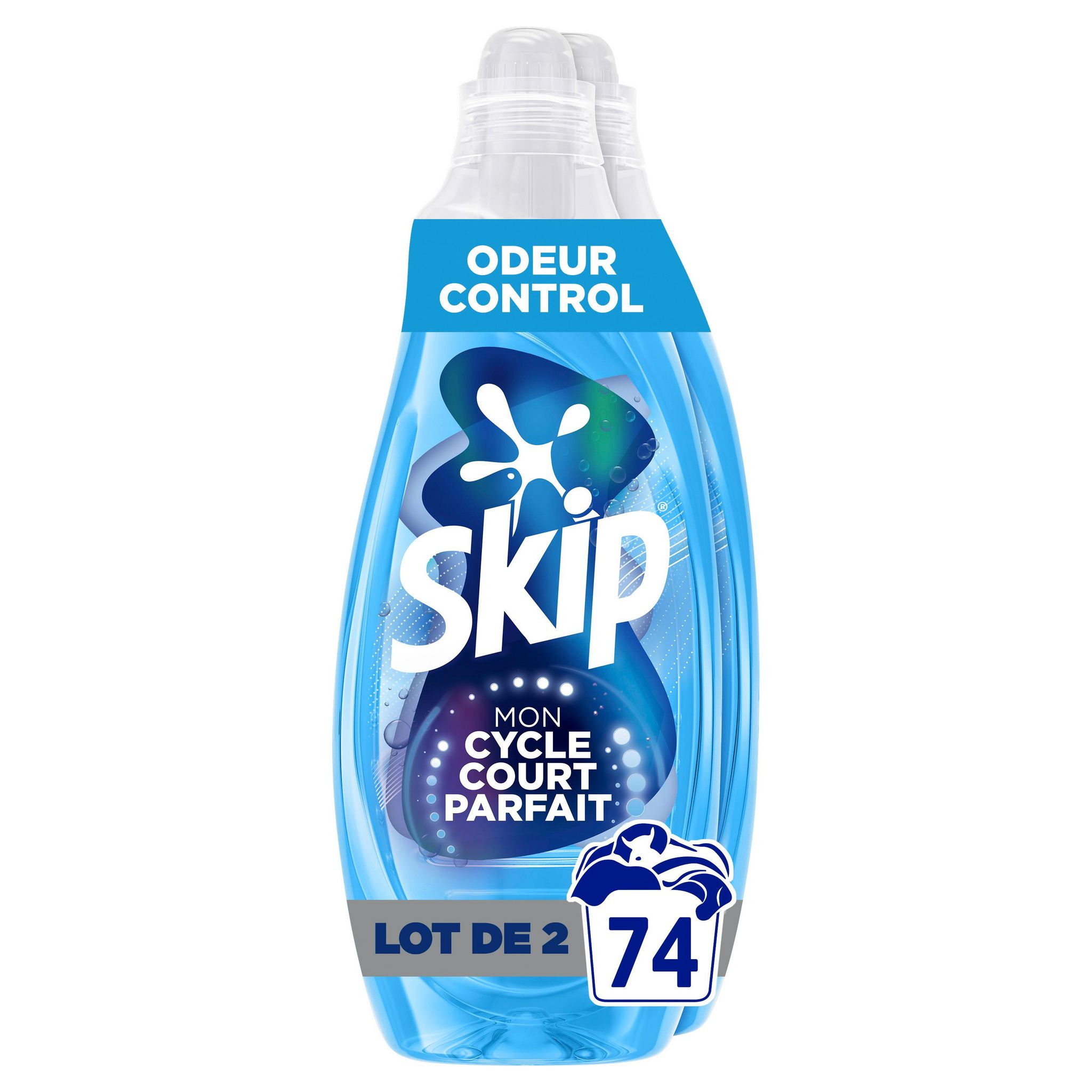 SKIP Lessive liquide cycle court odeur control 74 lavages 2x1,48l