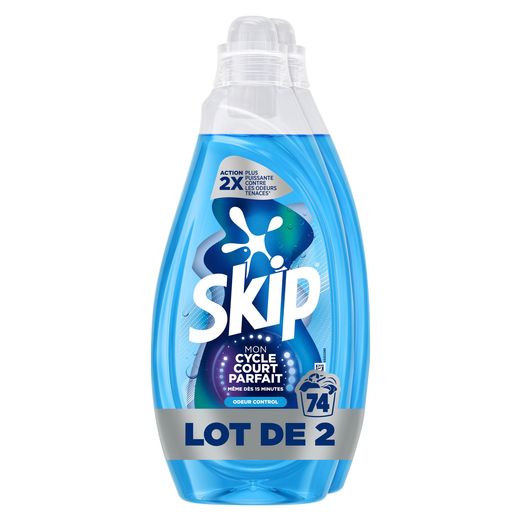 Voir la diapositive 2 : SKIP Lessive liquide cycle court odeur control 74 lavages 2x1,48l