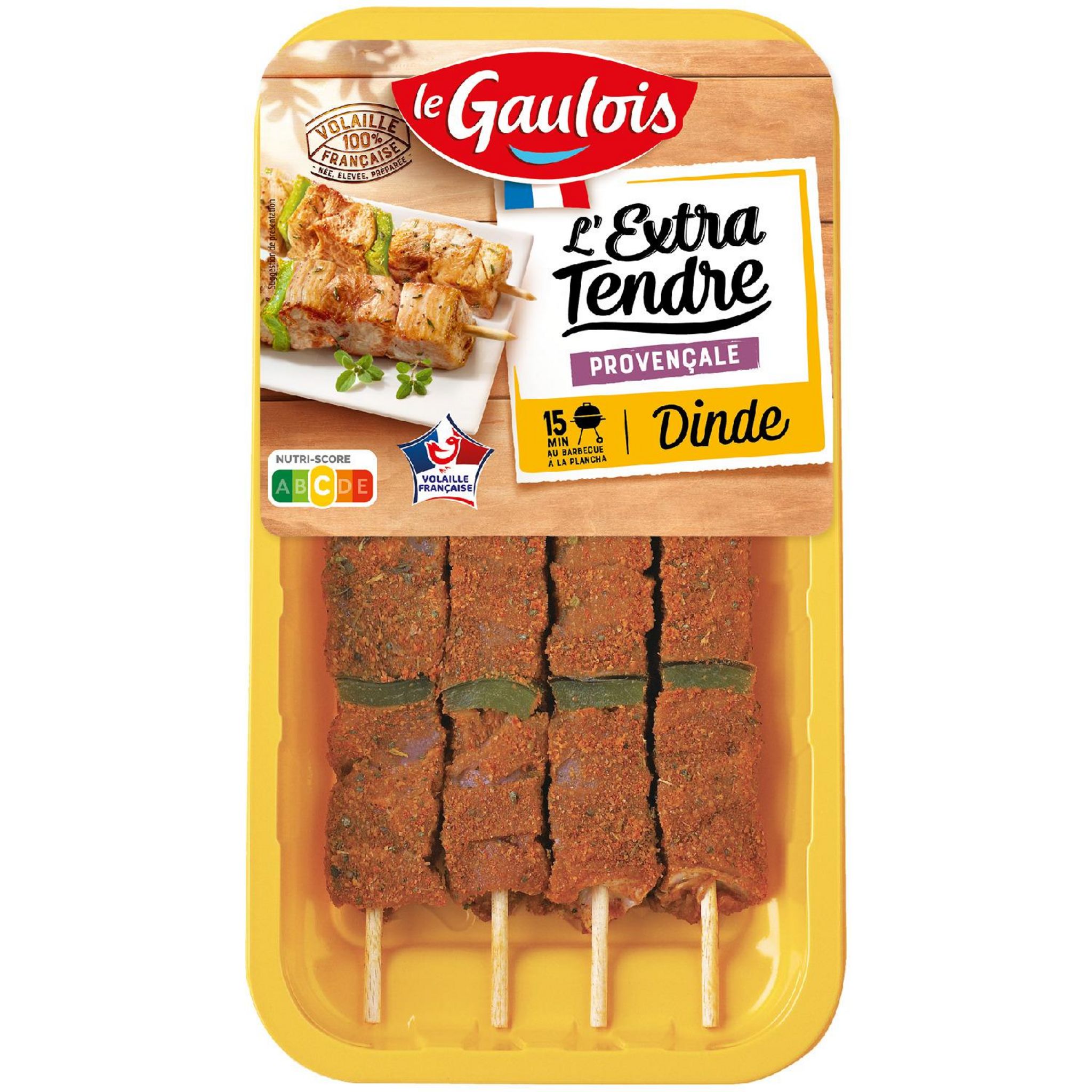 LE GAULOIS L'extra tendre brochettes de dinde à la provençale 4 pièces 380g