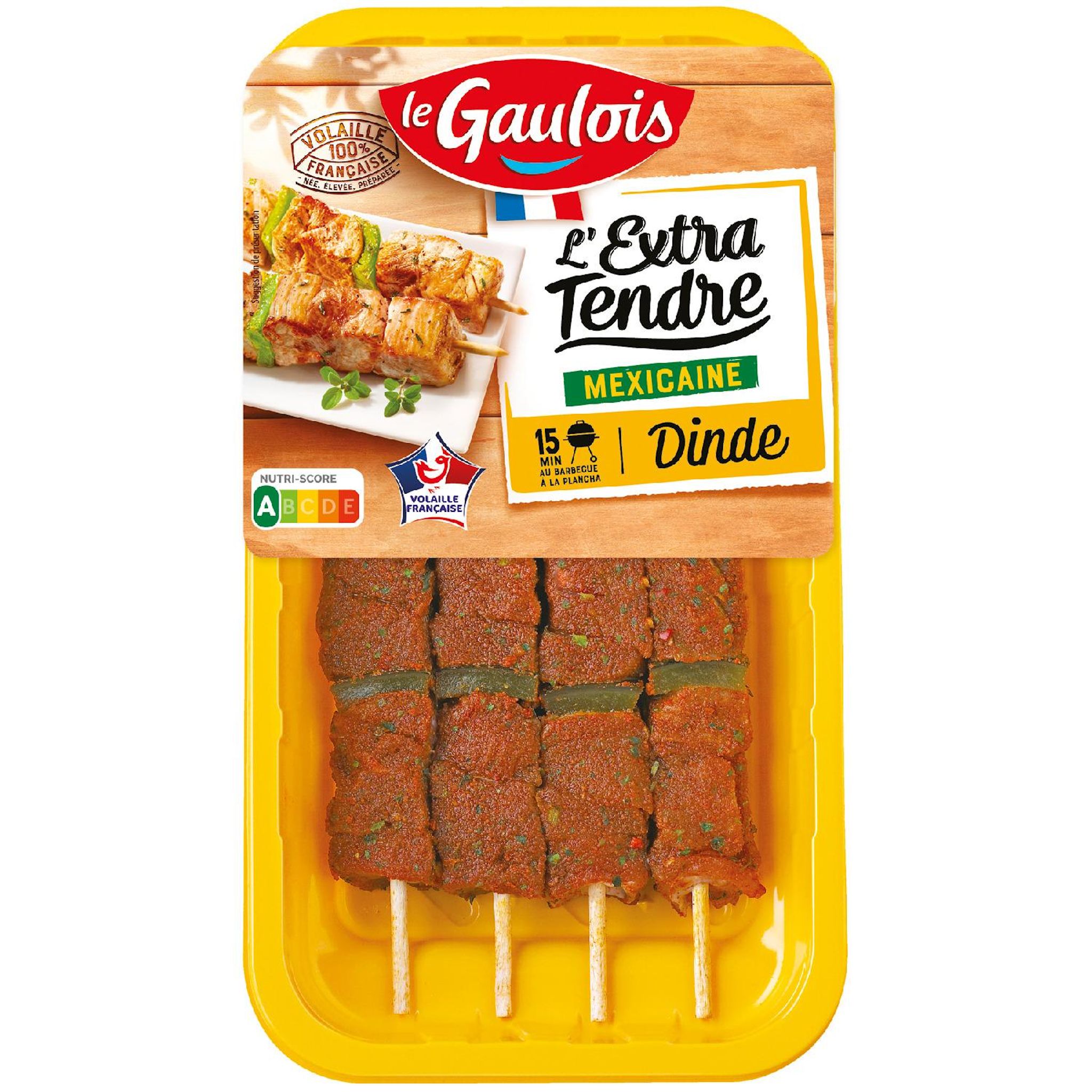 LE GAULOIS L'extra tendre brochettes de dinde à la Mexicaine 4 pièces 380g