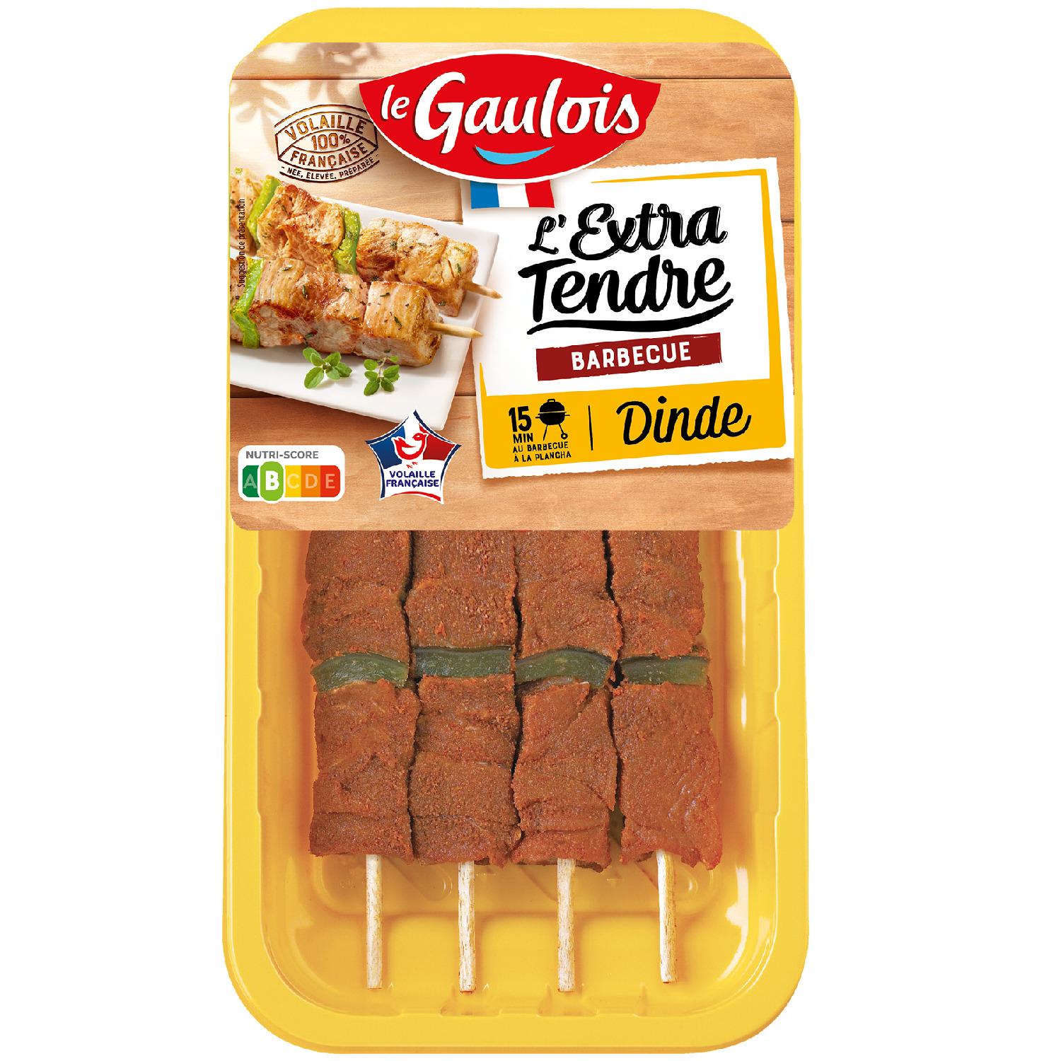 LE GAULOIS L'extra tendre brochettes de dinde barbecue 4 pièces 380g