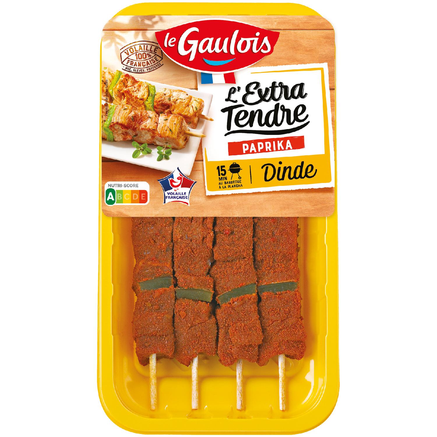 LE GAULOIS L'extra tendre brochettes de dinde paprika 4 pièces 380g