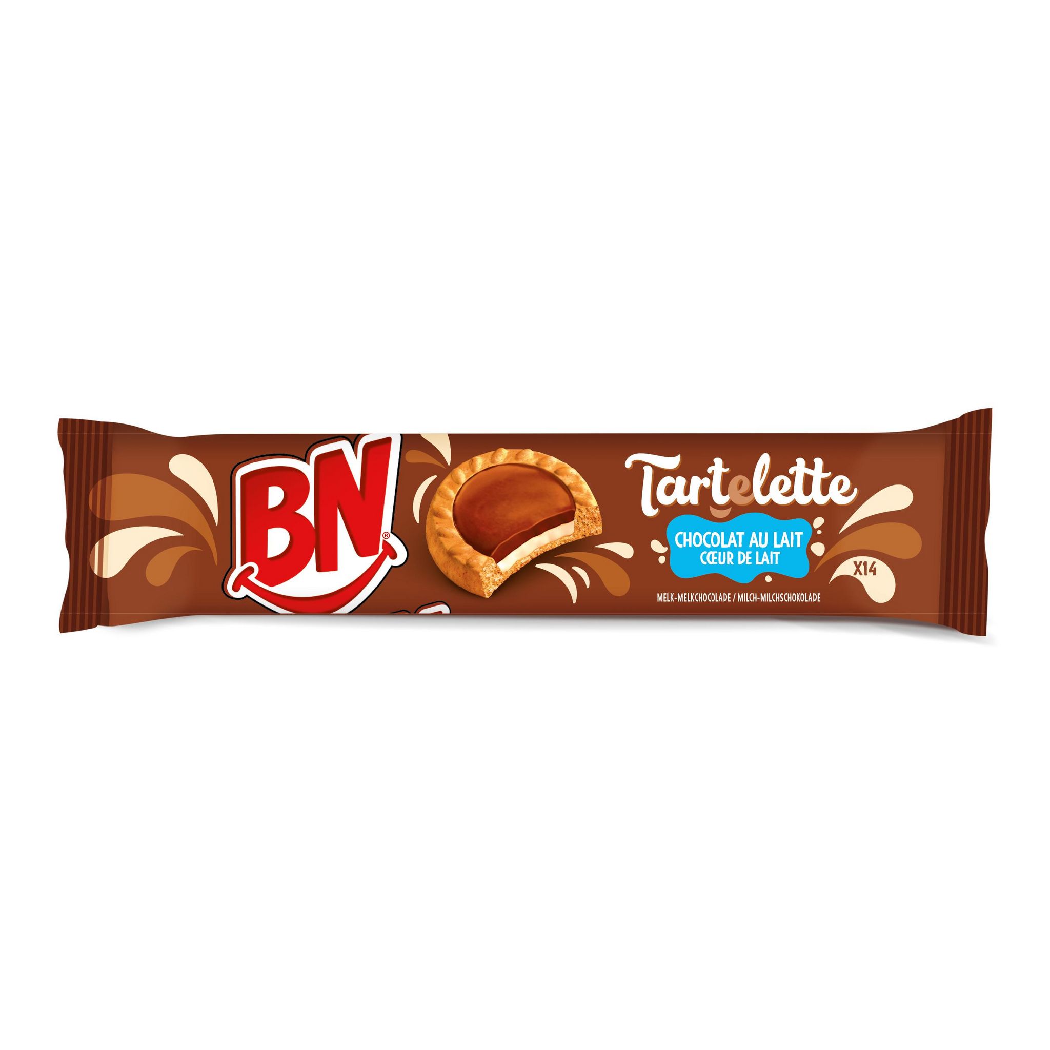 BN Tartelettes fourrées au chocolat au lait avec son cœur de lait 14 biscuits 100g