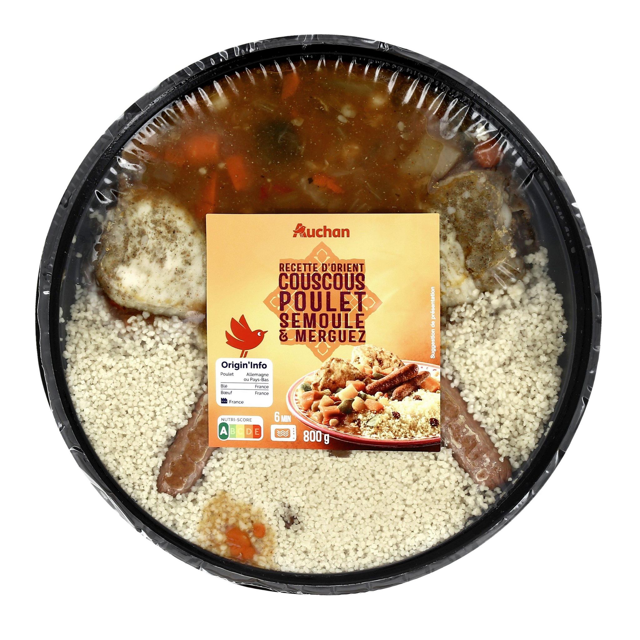 Voir la diapositive 2 : AUCHAN Couscous merguez poulet 800g