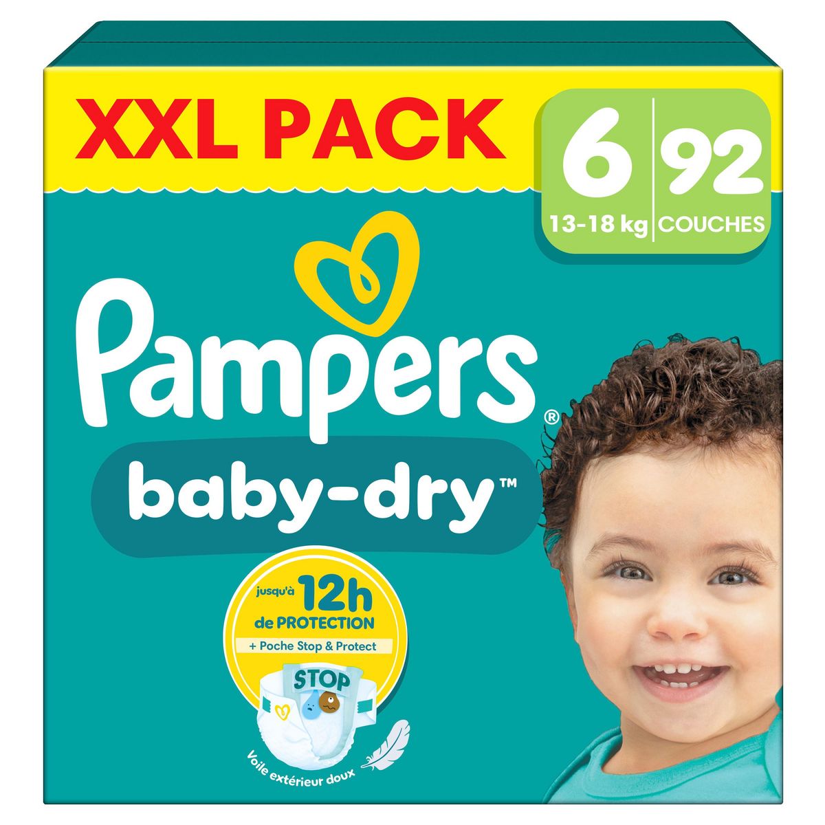 PAMPERS Baby Dry couches taille 6 (13-18kg) 92 couches