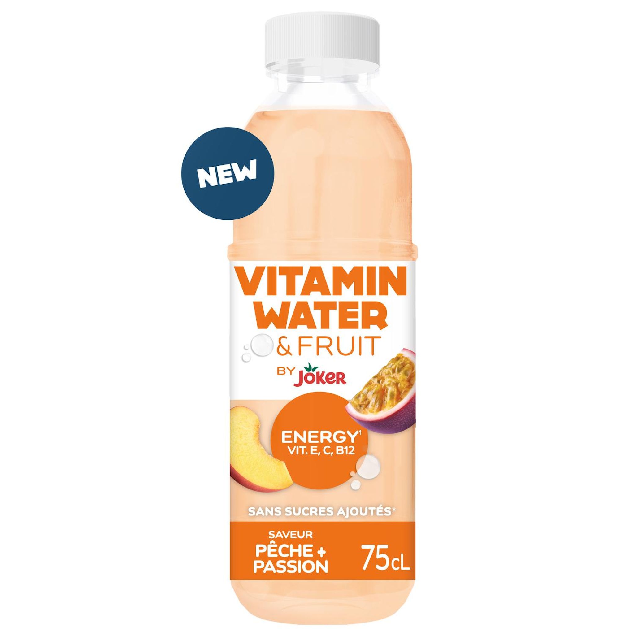 VITAMIN WATER & FRUIT Boisson rafraîchissante au fruit de la passion pêche et vitamines 75cl
