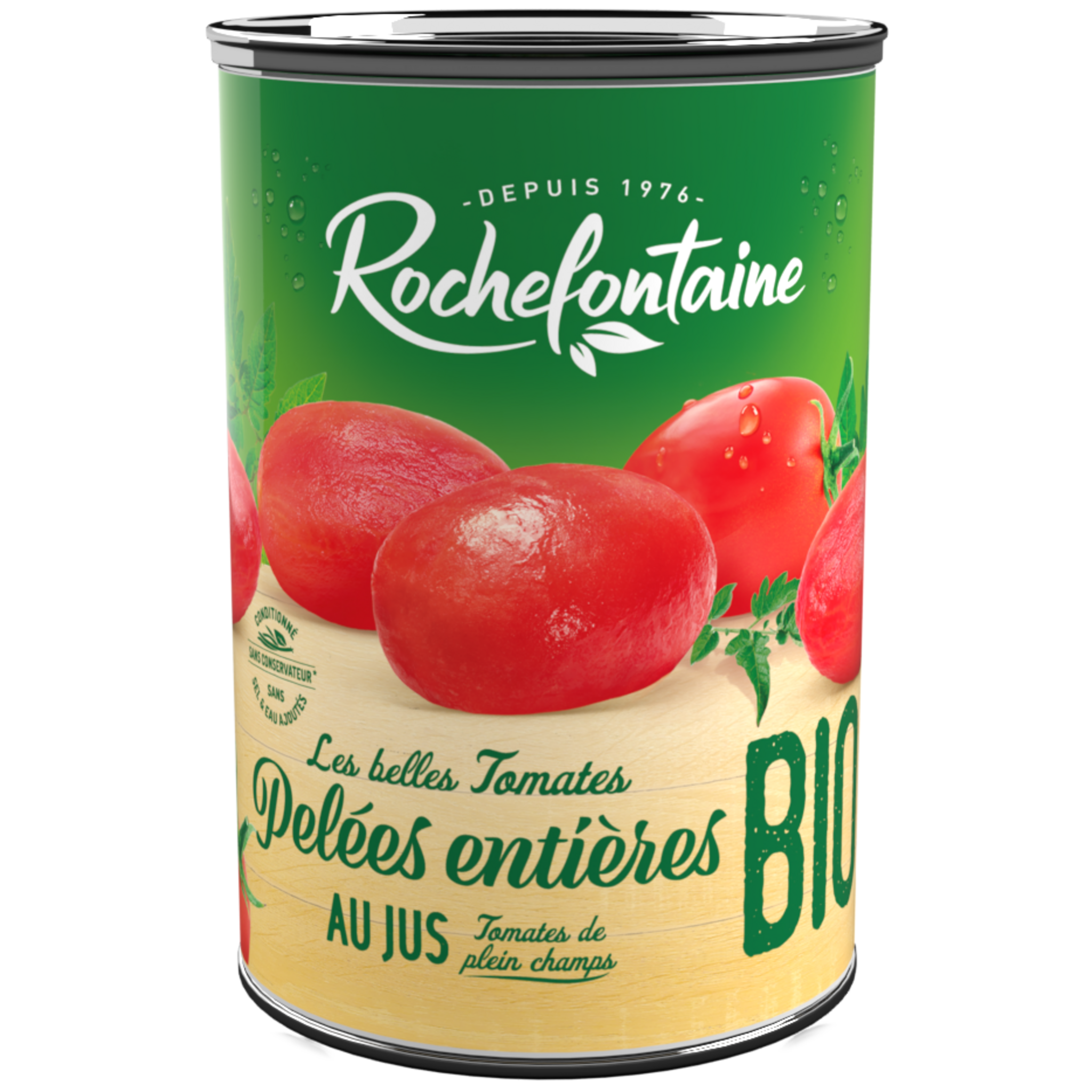 ROCHEFONTAINE Tomates pelées entières au jus bio 240g