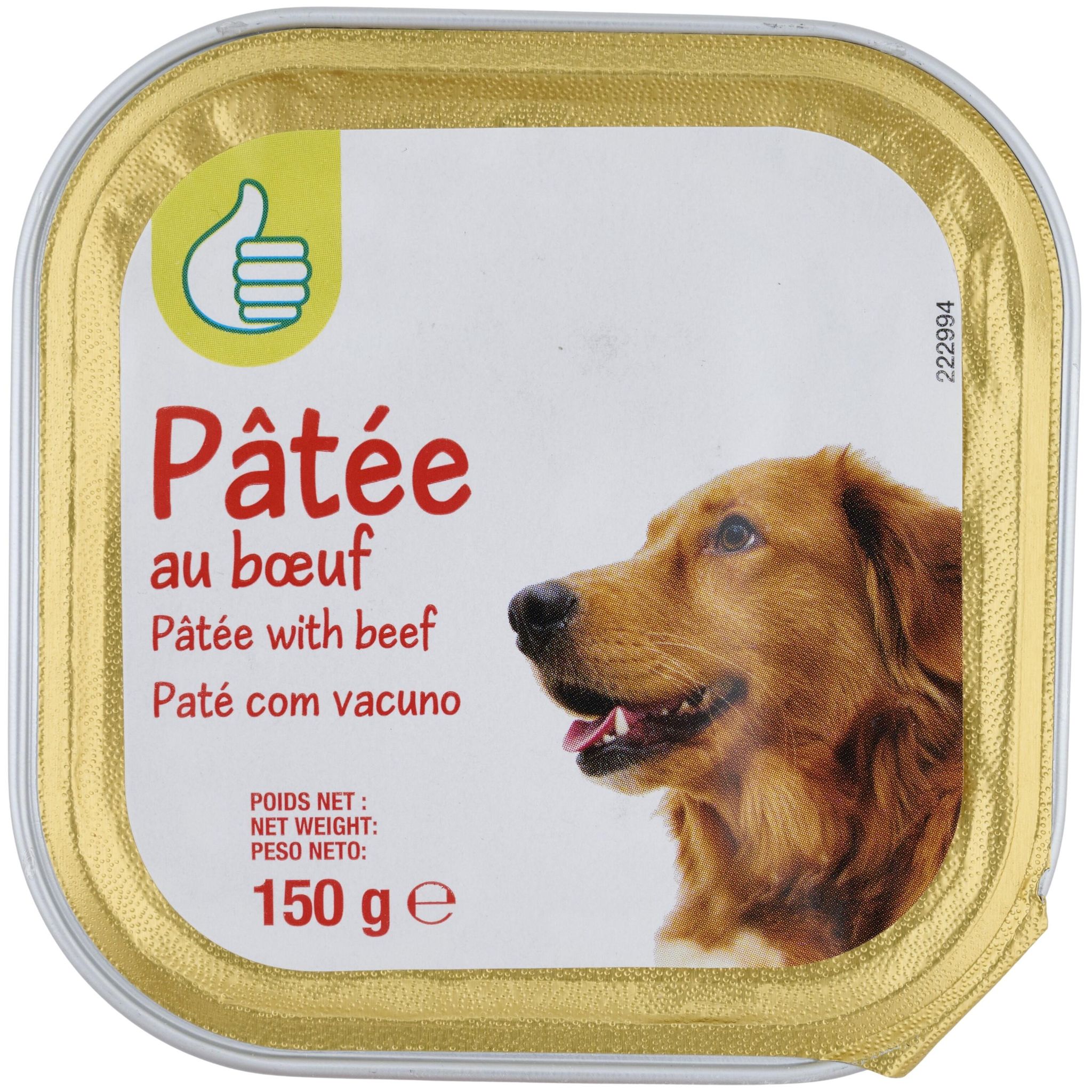 POUCE Barquette de pâtée au boeuf pour chien 1 pièce