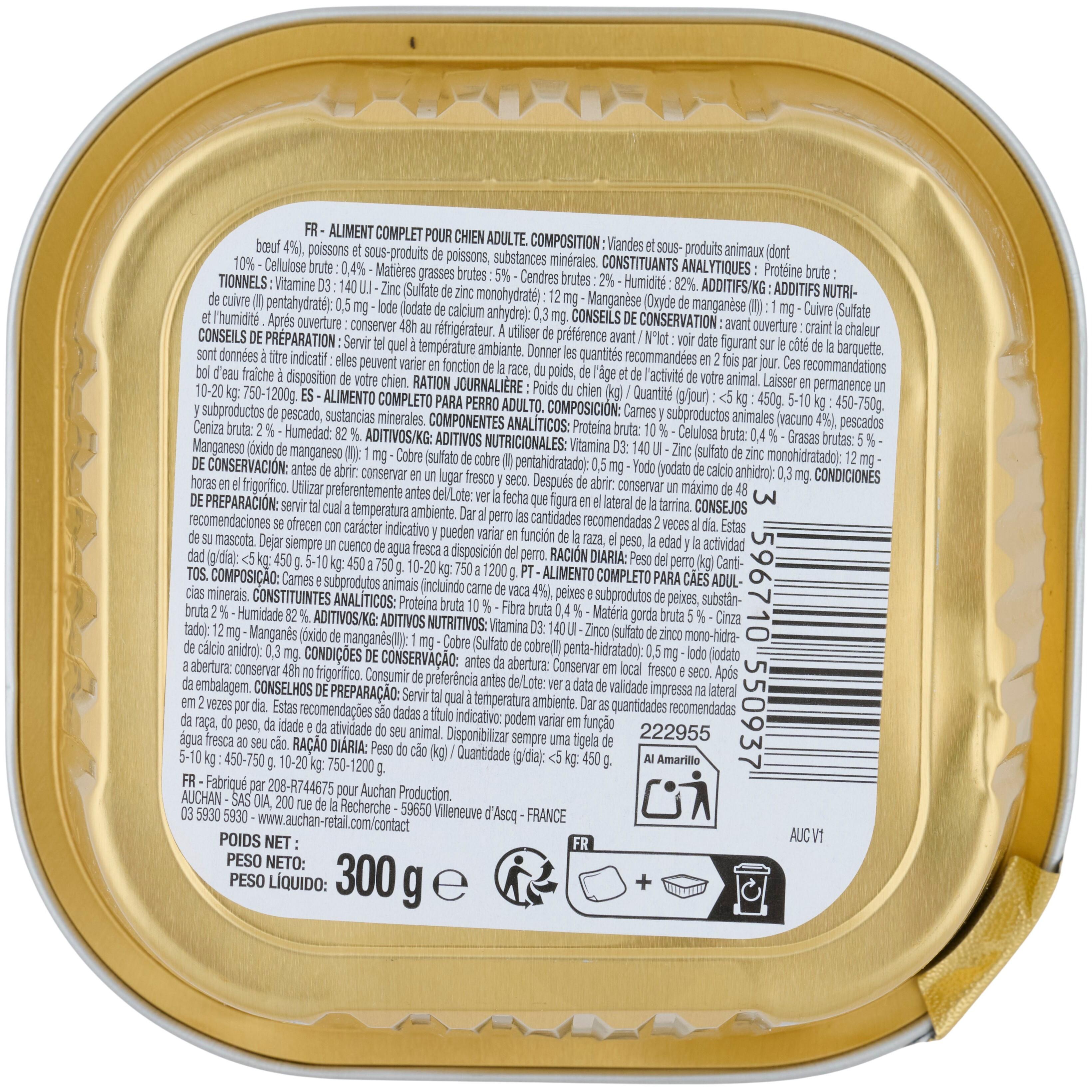 Voir la diapositive 2 : POUCE Barquette de pâtée au boeuf pour chien 1 pièce
