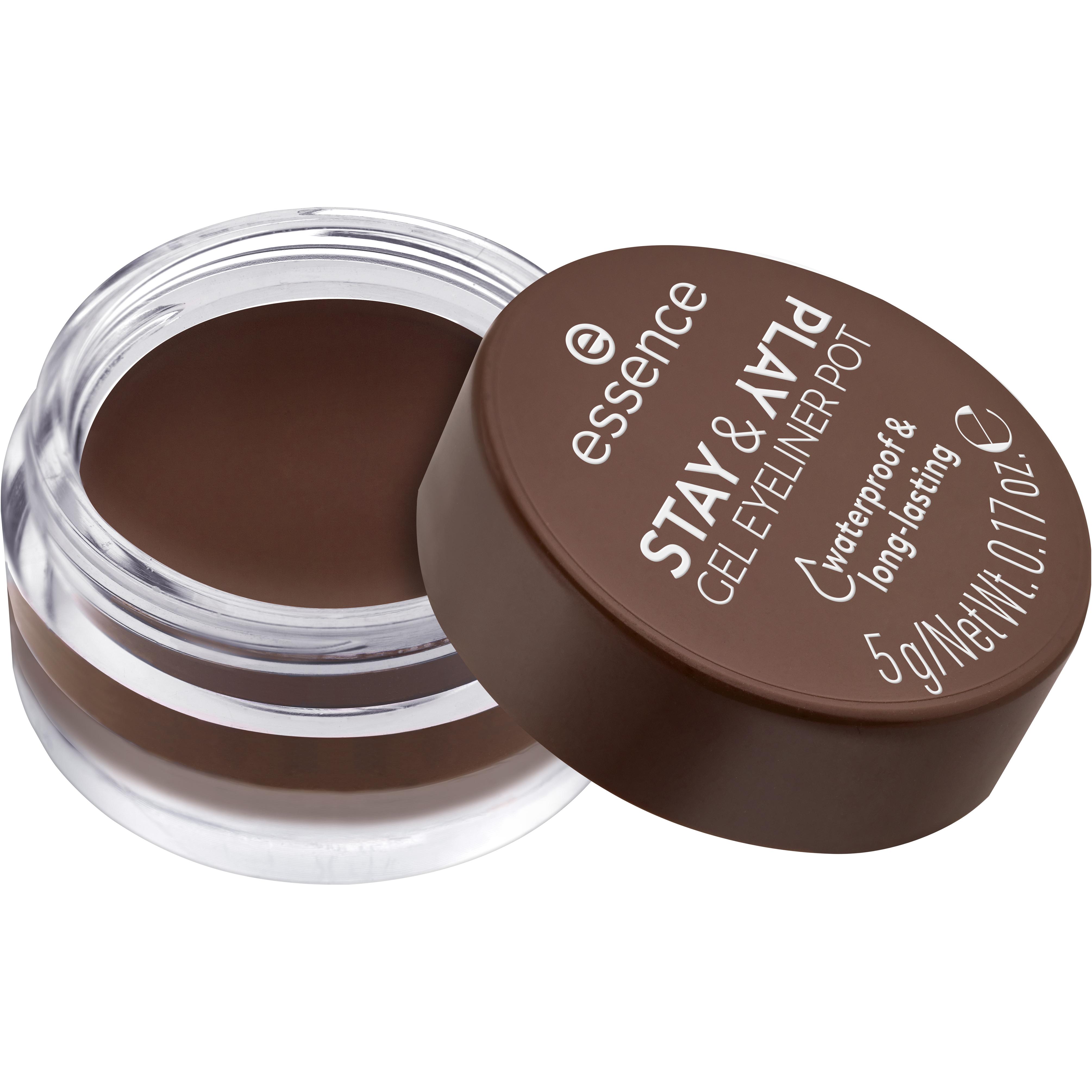 Voir la diapositive 2 : ESSENCE Stay & Play Gel eyeliner waterproof et long lasting pot 02 brown 5g