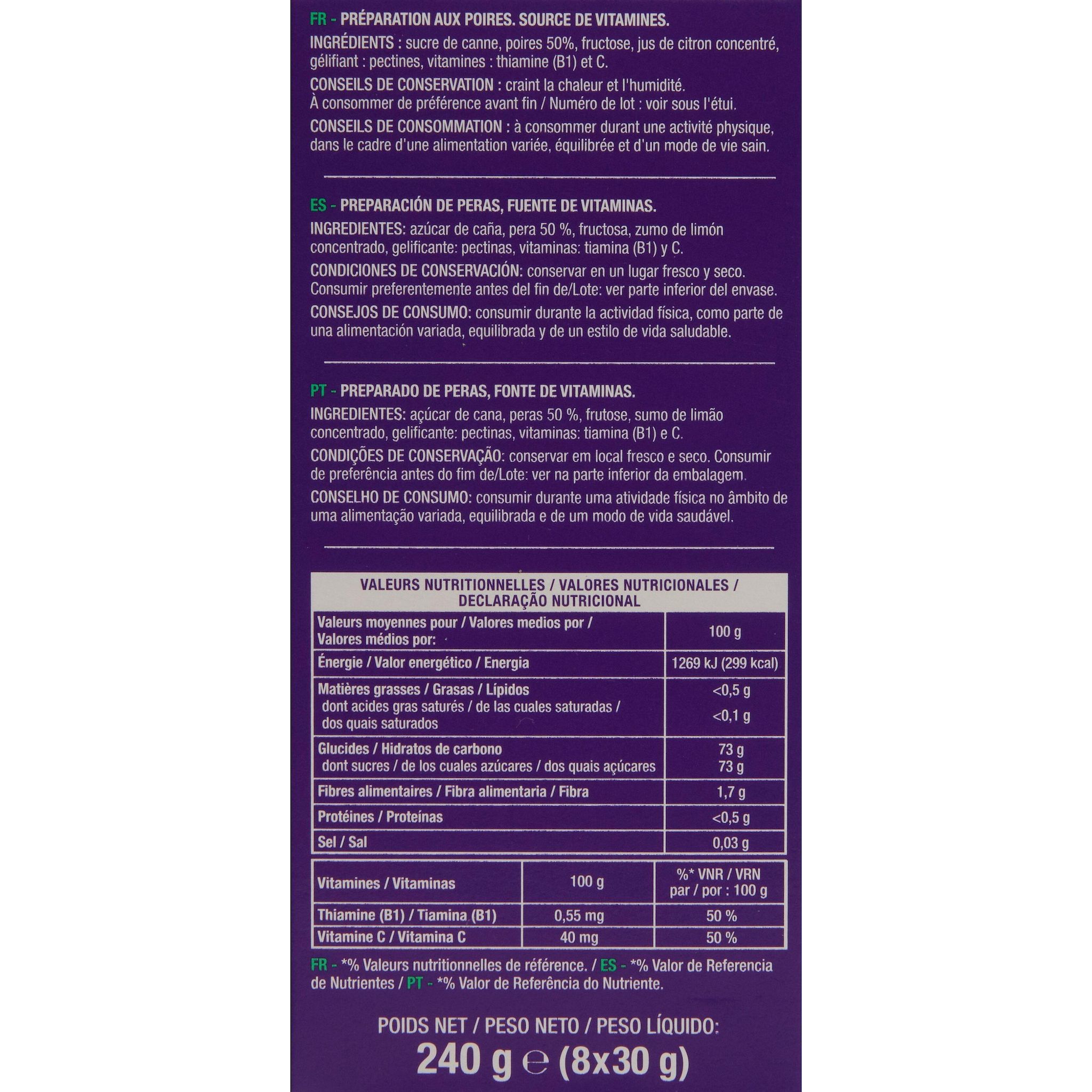 Voir la diapositive 2 : AUCHAN EAT'N MOVE Gel énergisant saveur poire 8x30g