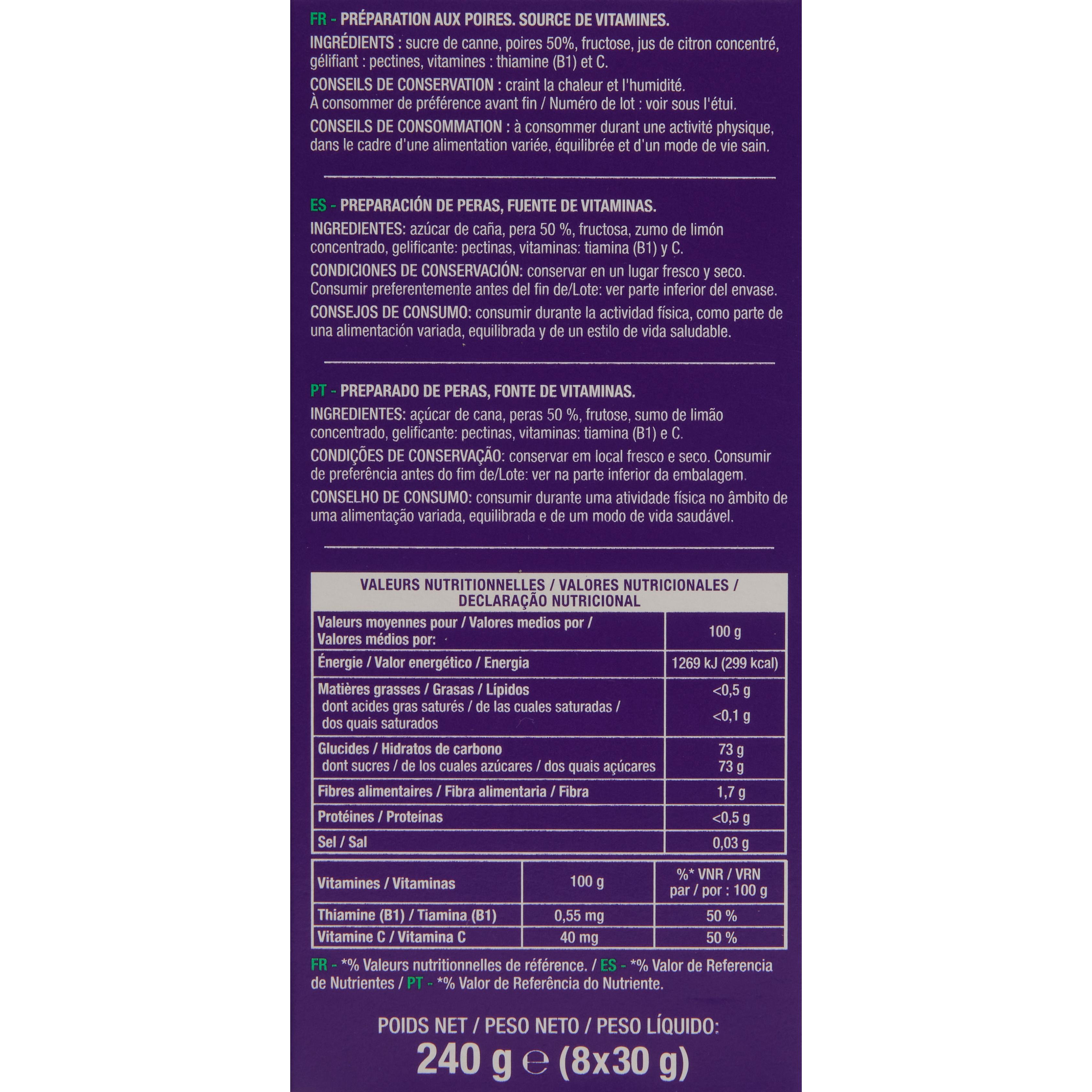 Voir la diapositive 3 : AUCHAN EAT'N MOVE Gel énergisant saveur poire 8x30g