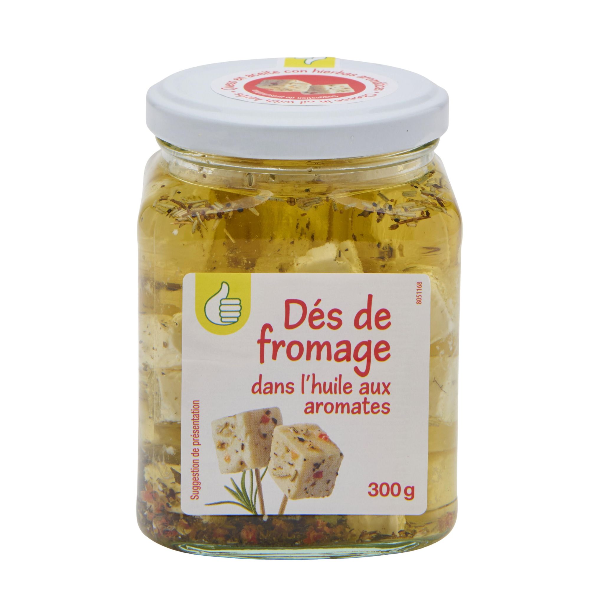 Voir la diapositive 2 : POUCE Dés de Fromage Dans L'huile 300g
