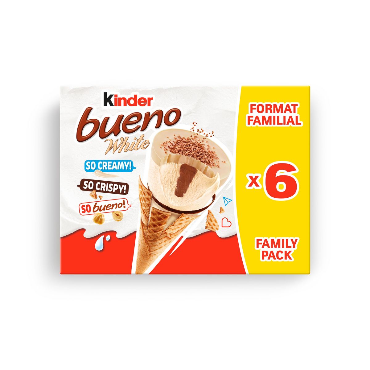 KINDER Bueno cônes glacés aux noisettes et chocolat blanc 6 pièces 372g