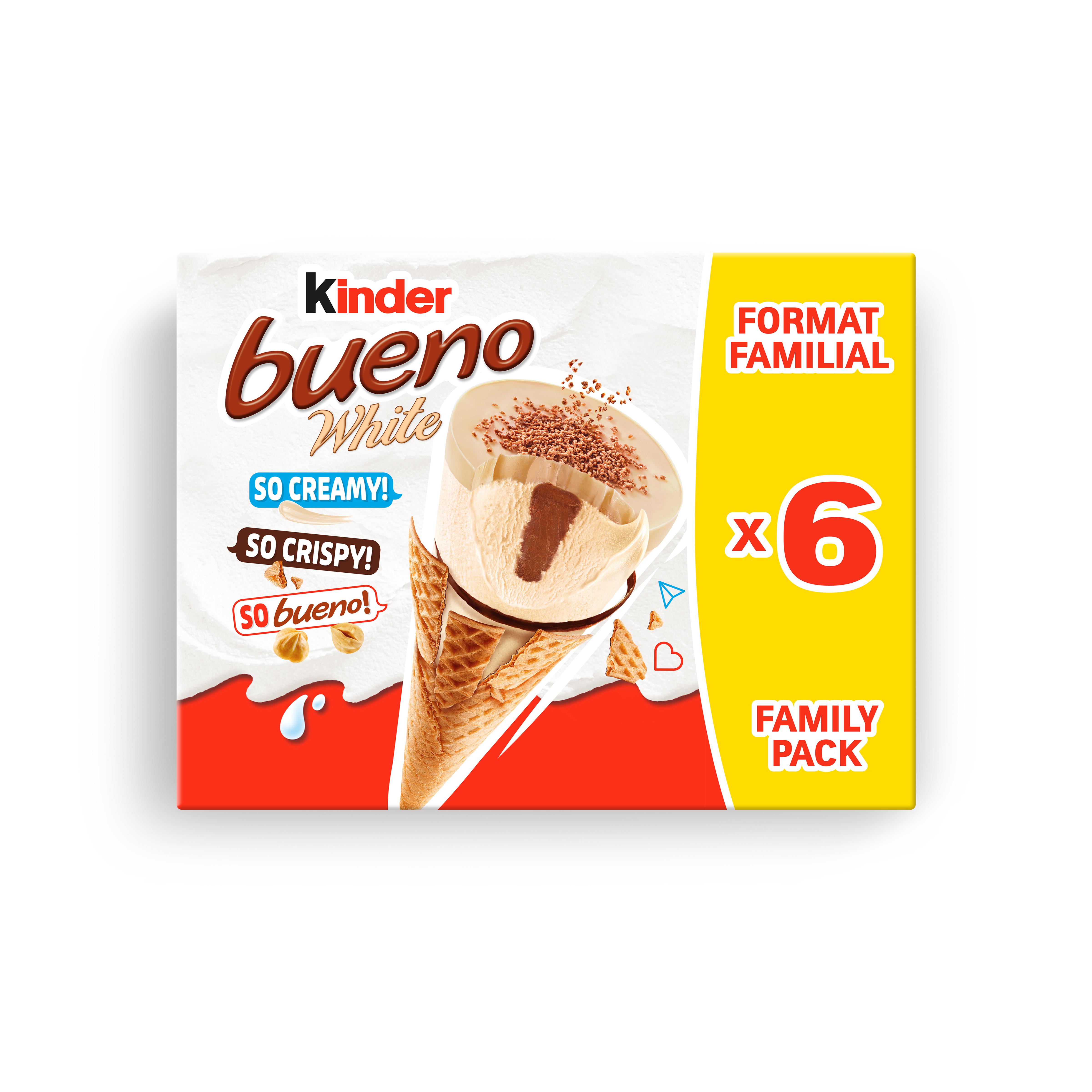 Voir la diapositive 2 : KINDER Bueno cônes glacés aux noisettes et chocolat blanc 6 pièces 372g