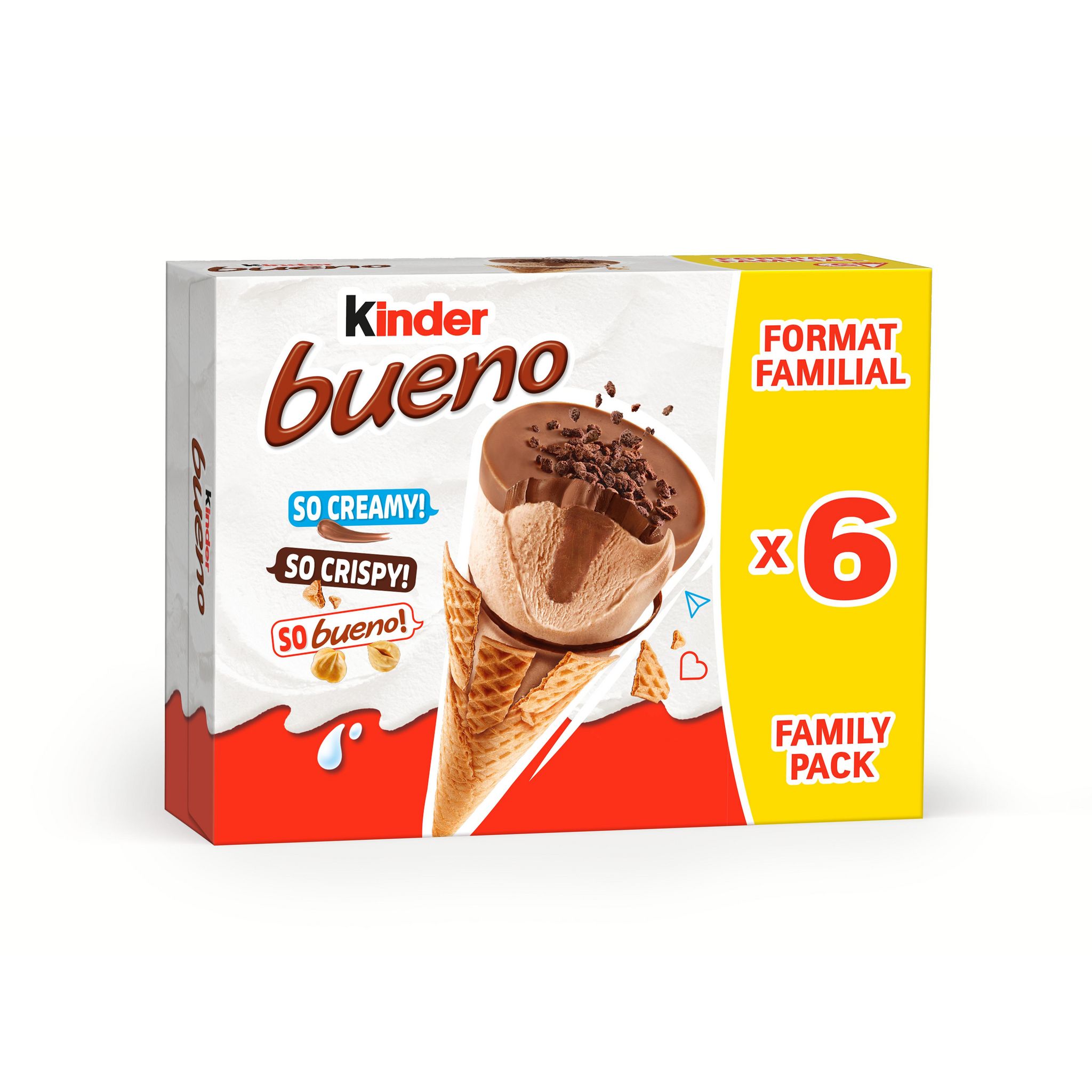 KINDER Bueno cône glacés aux noisettes et chocolat au lait 6 pièces 372g