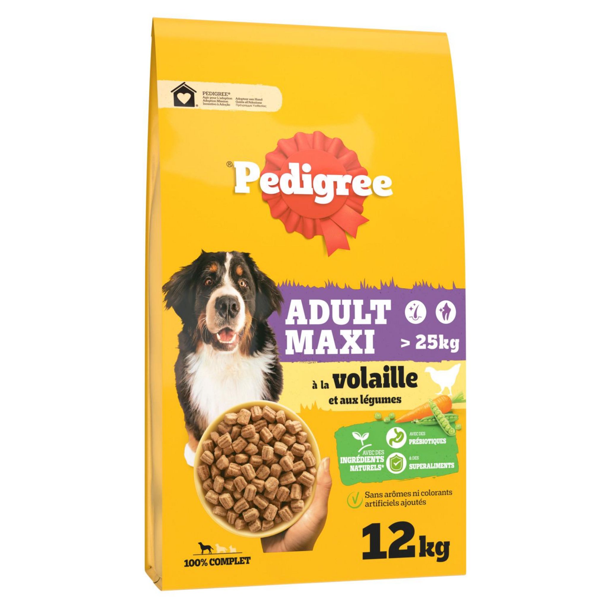 PEDIGREE Croquettes maxi à la volaille et légumes pour grand chien 12kg